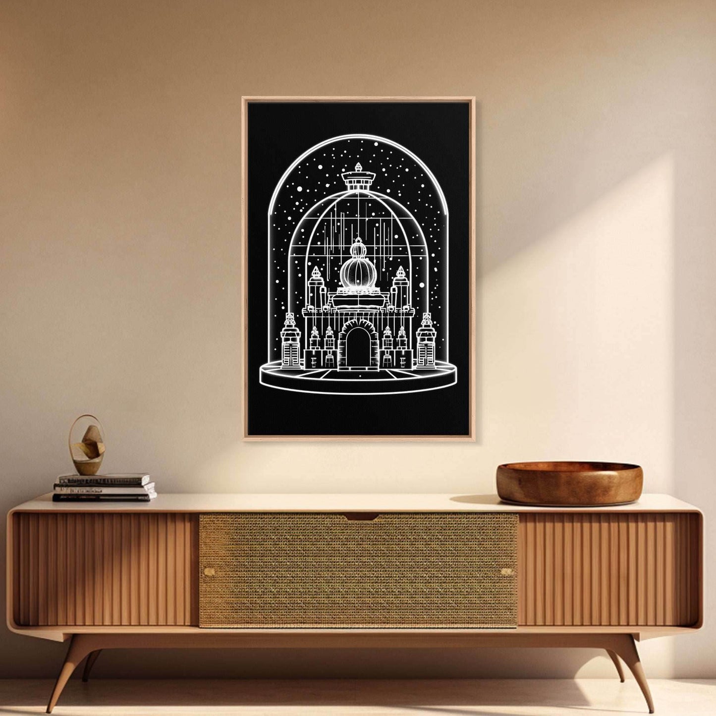 White Temple Wall Art, Snow Art Print, Fantasy Art, Line Art, Minimalist Print, Wall Decor, Canvas Print, Wall Art, Framed Canvas - 8x12 Inches / Gallery Wrap Canvas - Ready To Hang