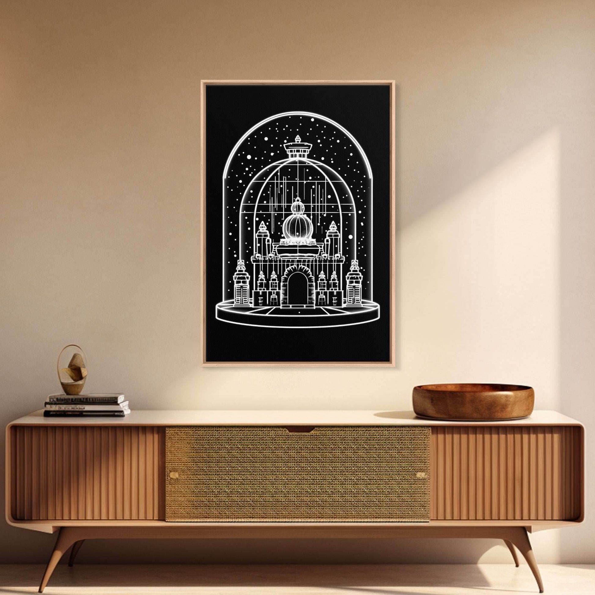 White Temple Wall Art, Snow Art Print, Fantasy Art, Line Art, Minimalist Print, Wall Decor, Canvas Print, Wall Art, Framed Canvas - 8x12 Inches / Gallery Wrap Canvas - Ready To Hang