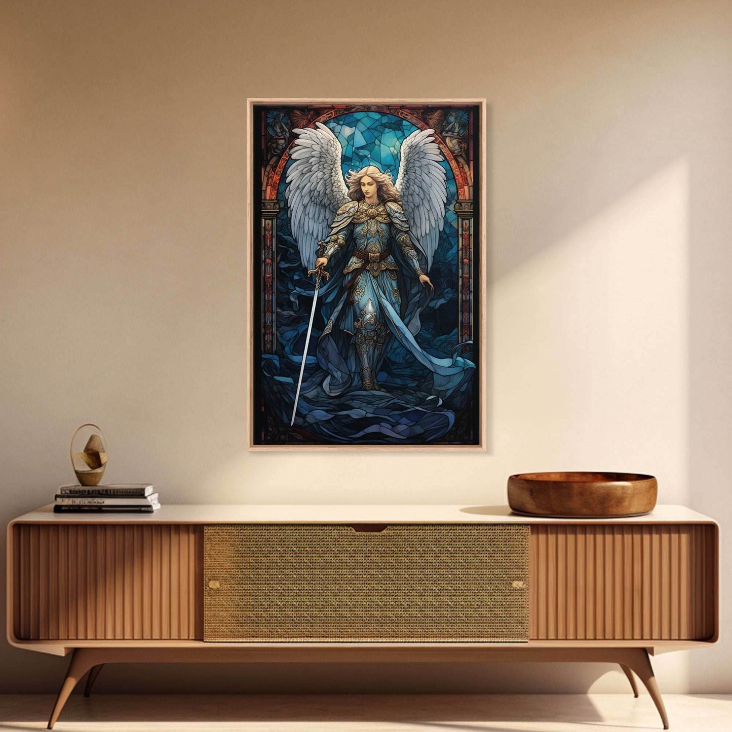 Angel, Angel Warrior, Fantasy Art, Canvas Print, Wall Hanging, Portrait Art, Stained Glass Art, Christian Wall Decor, Country Wall Art - 8x12 Inches / Gallery Wrap Canvas - Ready To Hang