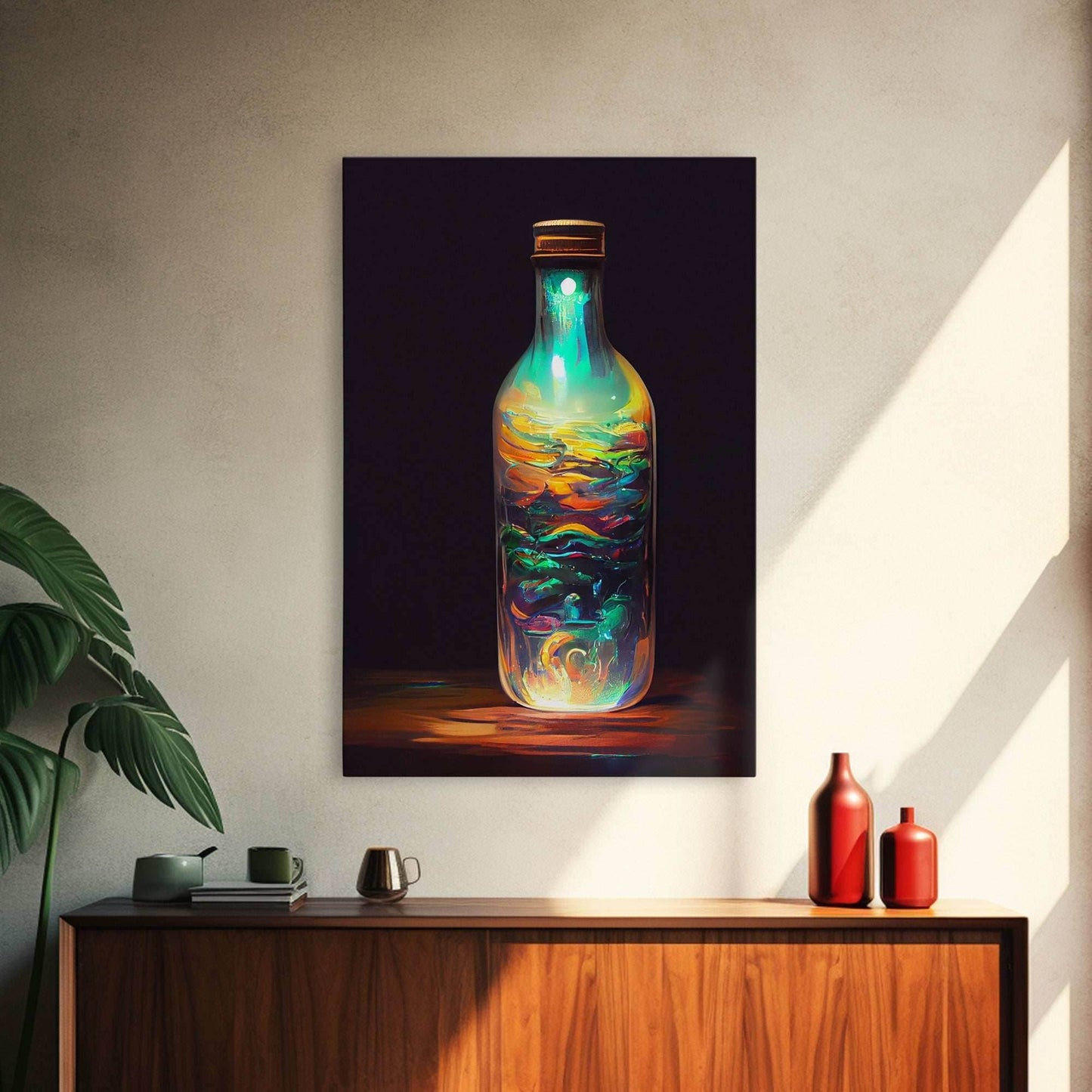 Miniature world in a bottle poster print, high fantasy wall art, magical wall art - 8x12 Inches / Gallery Wrap Canvas - Ready To Hang