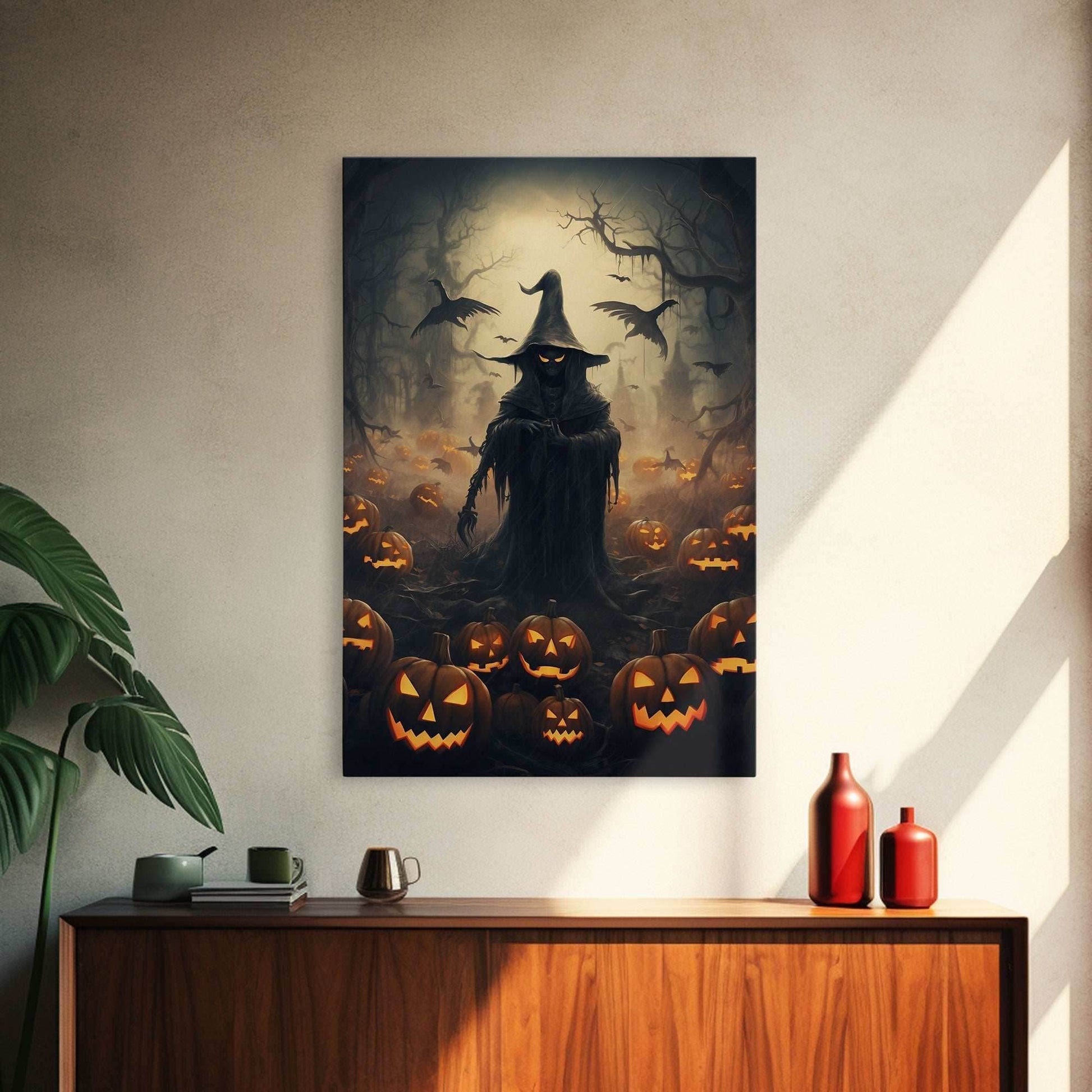 Halloween Art Print, Dark Fantasy Art, Dark Wall Art, Spooky Decor, Goth Decor, Canvas Print, Wall Art, Vertical Print, Creepy Wall Art - 8x12 Inches / Gallery Wrap Canvas - Ready To Hang