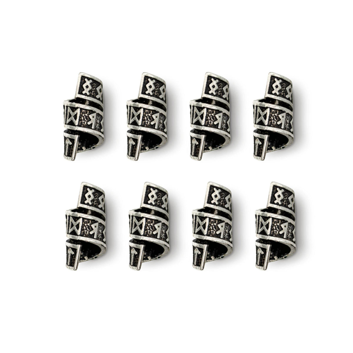 Rune Beard Rings - (Silver - 4) - 