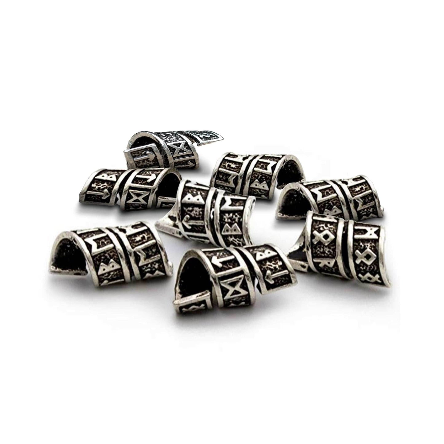 Rune Beard Rings - (Silver - 4) - 