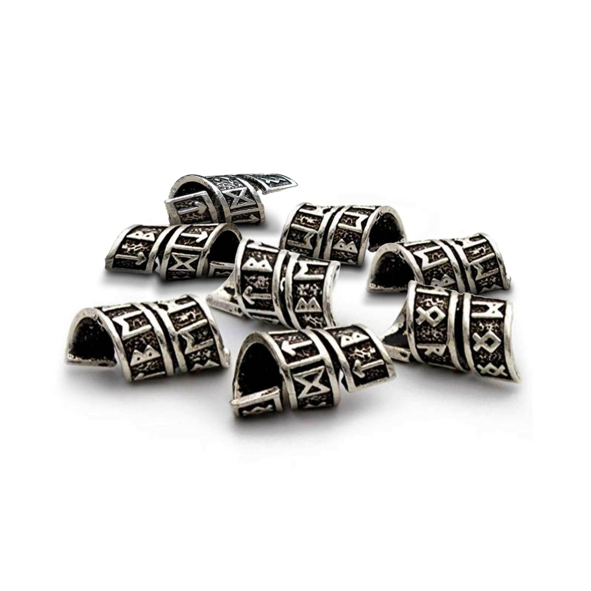 Rune Beard Rings - (Silver - 4) - 