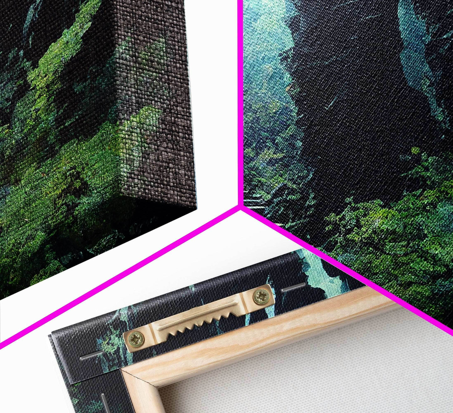 Fantasy Forest with Temple Steps, Wall Decor, Ready To Hang Framed Canvas Print, Oversize Wall Art - 10x20 Inches / Gallery Wrap Canvas - Ready To Hang