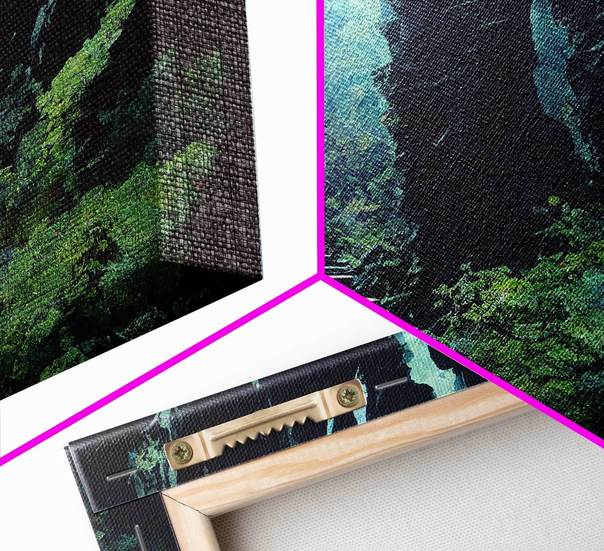 Fantasy Forest with Temple Steps, Wall Decor, Ready To Hang Framed Canvas Print, Oversize Wall Art - 10x20 Inches / Gallery Wrap Canvas - Ready To Hang