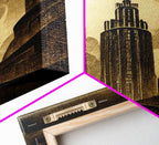 Dystopian Metropolis Art Deco Canvas Print, City Skyline, Fantasy Art, Art Deco Living Room Art, ready to hang wall art - 8x12 Inches / Gallery Wrap Canvas - Ready To Hang