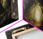 Path Through A Magical Enchanted Fairy Forest, Fantasy Art, Framed Canvas Print, Enchanted Forest Fantasy Art - 10x20 Inches / Gallery Wrap Canvas - Ready To Hang