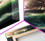 Haunted Pirate Ghost Ship On Rough Seas, Framed Canvas Print, Fantasy Wall Art, Wall Decor, Pirate Wal Art, Gift For Him, Kid's Room - 8x12 Inches / Gallery Wrap Canvas - Ready To Hang