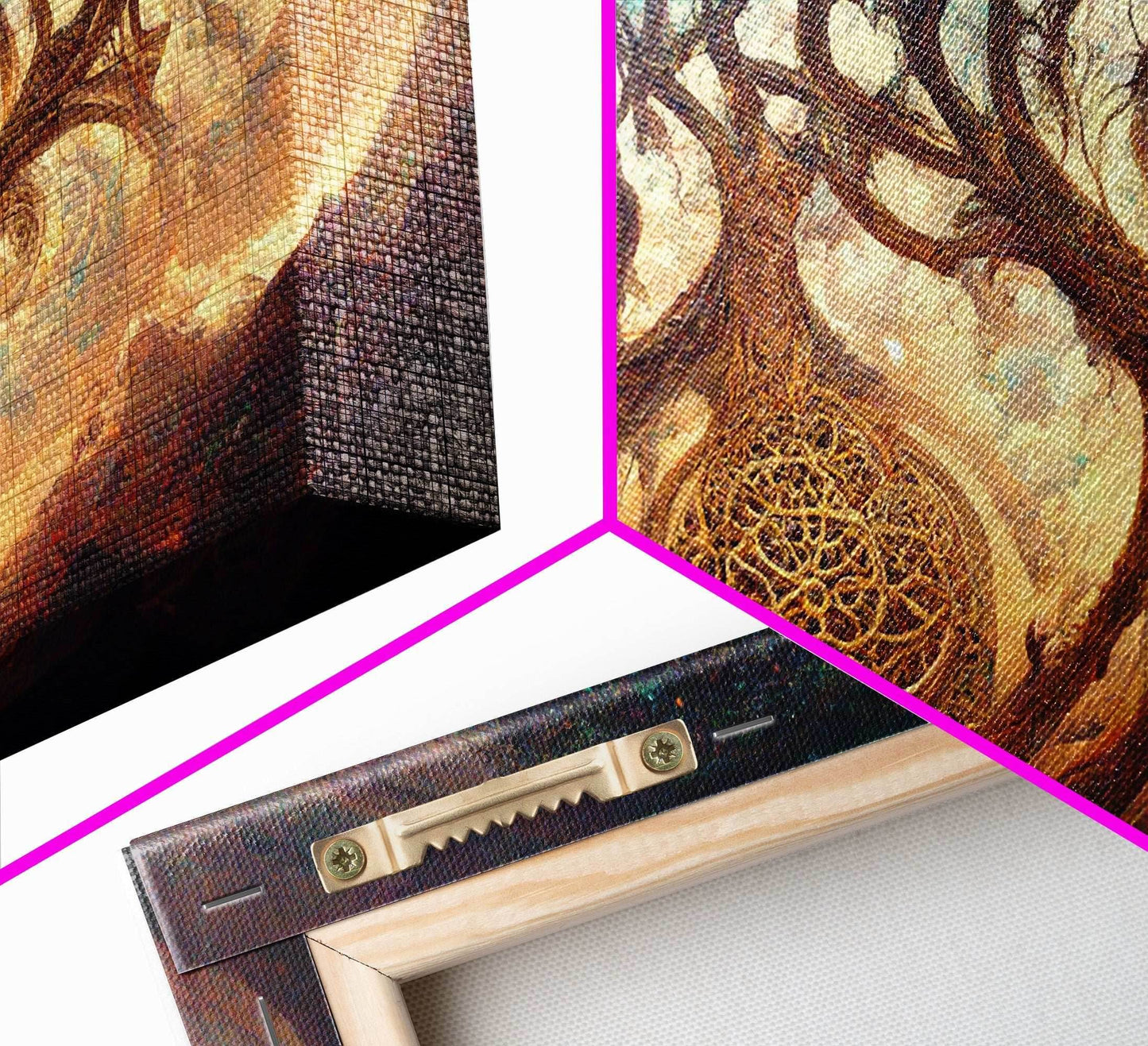 Yggdrasil Tree of Life, Nordic Viking Fantasy Art, Ready To Hang Canvas Print, Cool Living Room Wall Art Decor - 8x12 In. - 3 Pieces / Stretched Canvas
