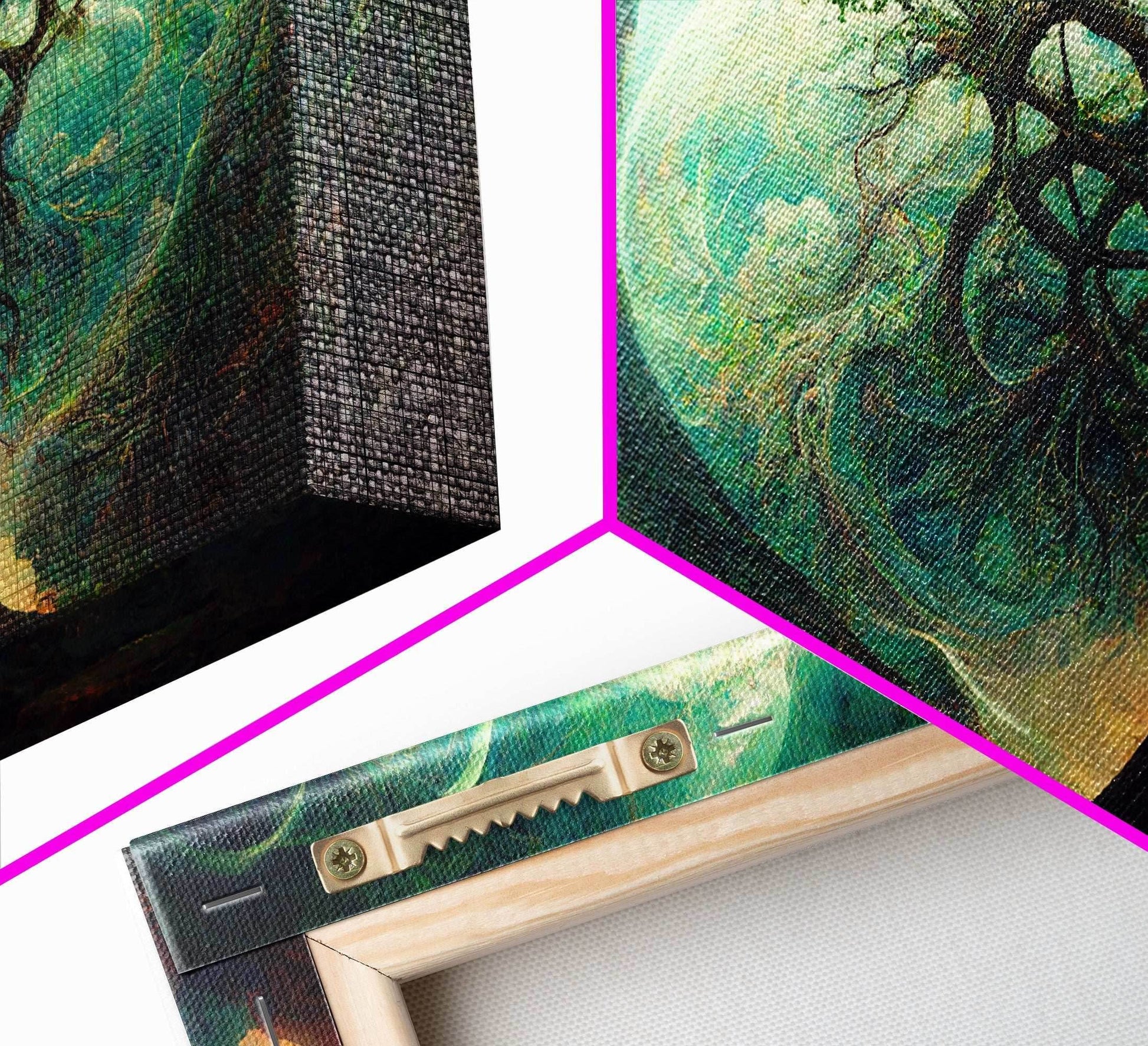 Yggdrasil Tree of Life, Nordic Viking Fantasy Art, Ready To Hang Canvas Print, Cool Living Room Wall Art Decor - 8x12 In. - 3 Pieces / Stretched Canvas