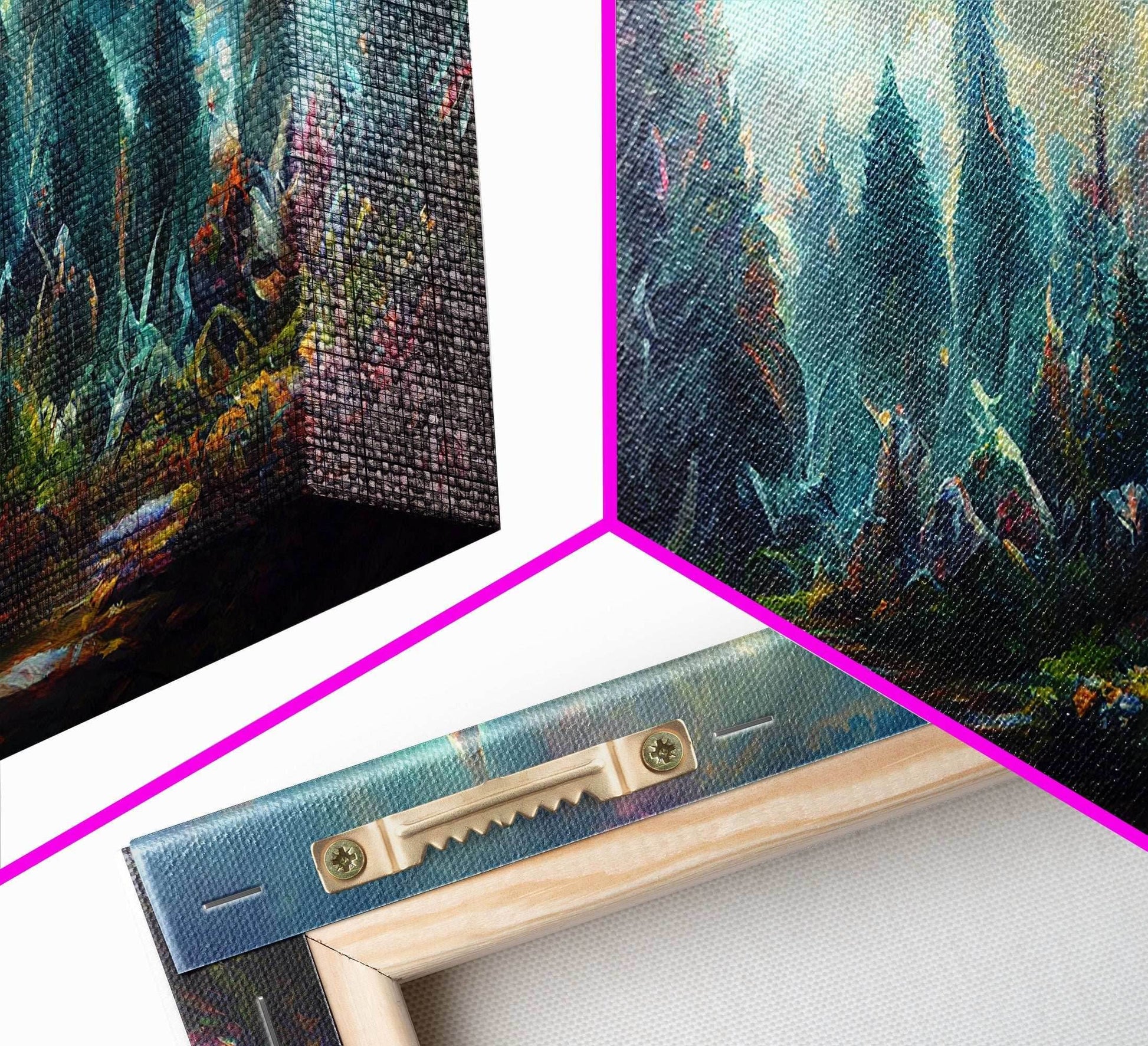 High Fantasy Forest Wall Art, Panoramic Art, Fantasy RPG Concept Art, 3 Piece Wall Art, Ready To Hang Canvas Print - 8x12 In. - 3 Pieces / Stretched Canvas