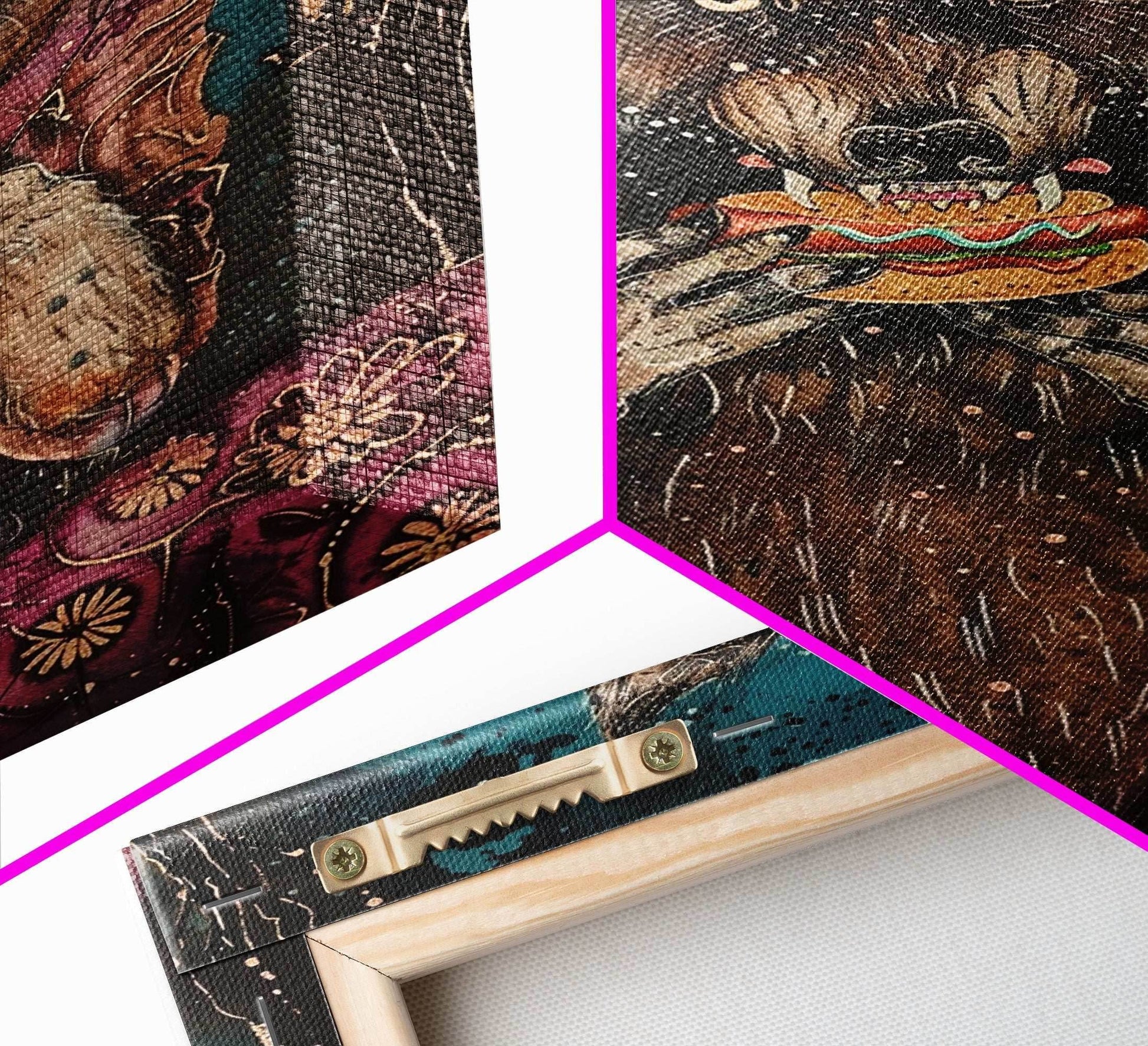 Halloween Werewolf Enjoying Hotdog, Framed Canvas Print, Wall Art, Home Decor, Spooky Artwork, Fantasy Decor, Halloween Decor, Holiday Gift - 8x12 Inches / Gallery Wrap Canvas - Ready To Hang