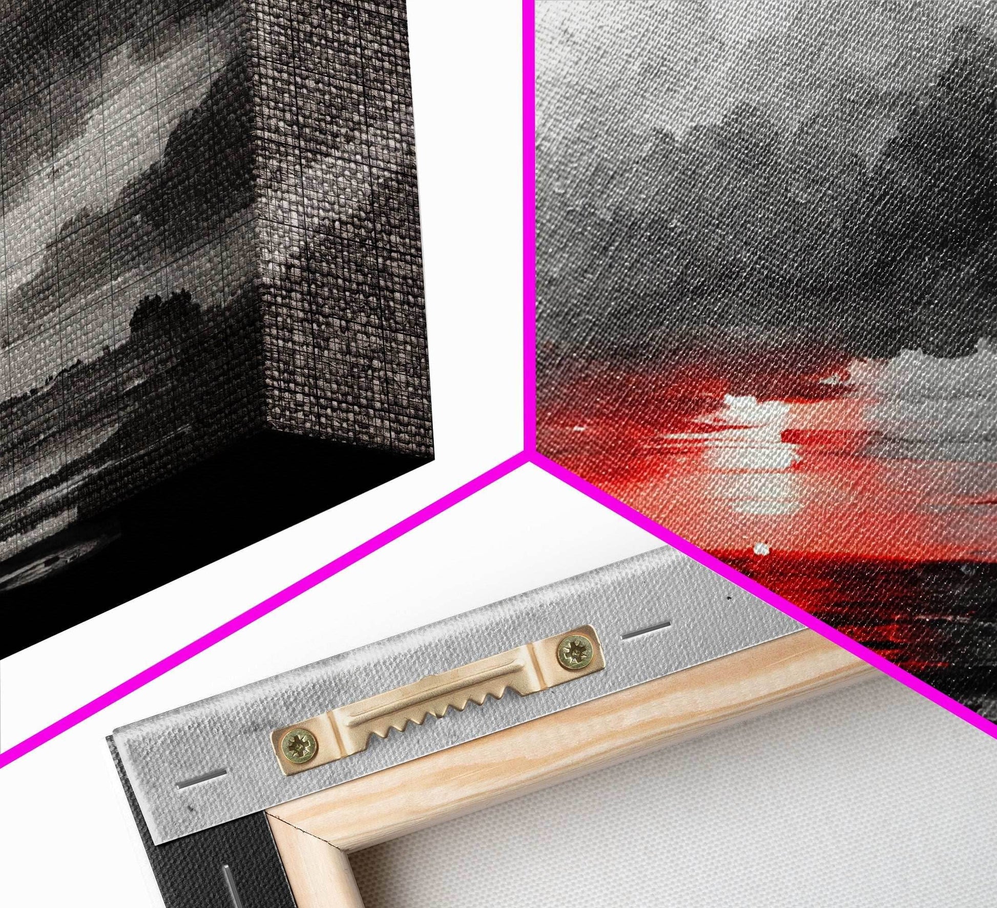 Creepy Blood moon canvas print, dark fantasy art, black and white art, Halloween, spooky art, horror landscape art - 10x20 Inches / Gallery Wrap Canvas - Ready To Hang