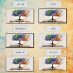 Tree of Knowledge, Framed Wall Art, Canvas Print, Watercolor, Huge Wall Art, Gift, Living Room Art, Fantasy Decor - 10x20 Inches / Gallery Wrap Canvas - Ready To Hang