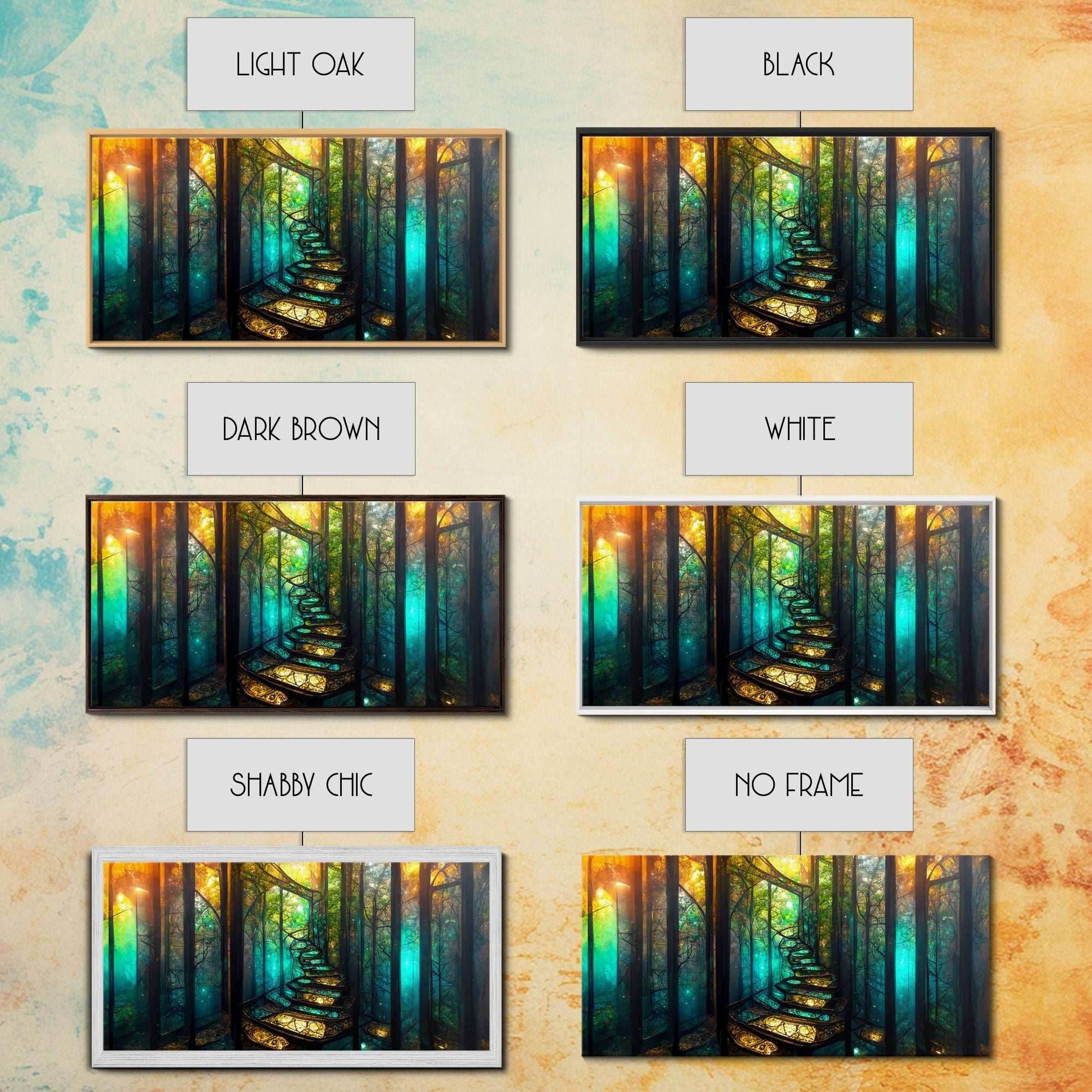 Fantasy wall art, canvas print, magical forest, fantasy landscape art, ready to hang wall art, bioluminescent glowing fantasy wall decor - 10x20 Inches / Gallery Wrap Canvas - Ready To Hang