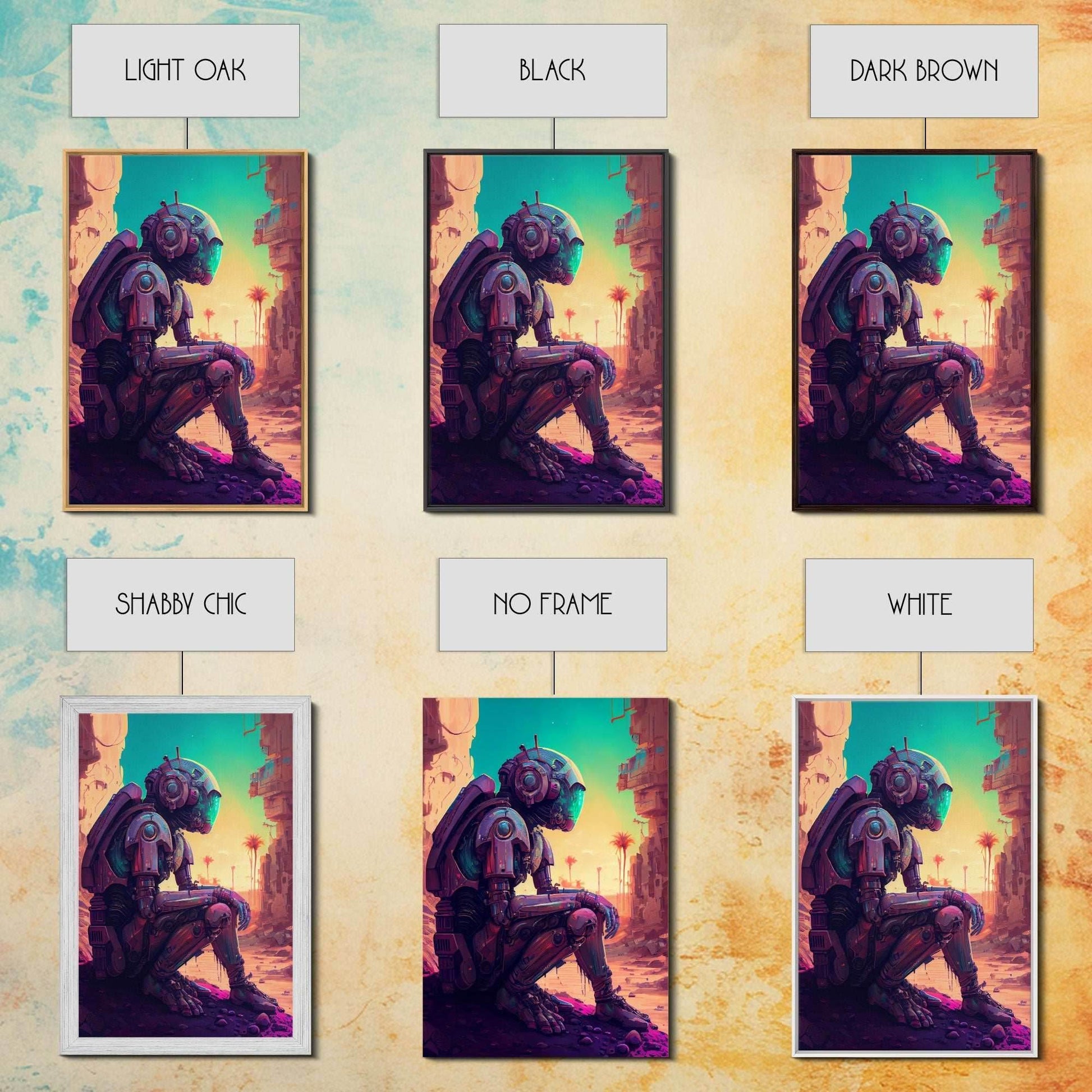 Android deep in thought, AI, fine art poster print - 8x12 Inches / Gallery Wrap Canvas - Ready To Hang