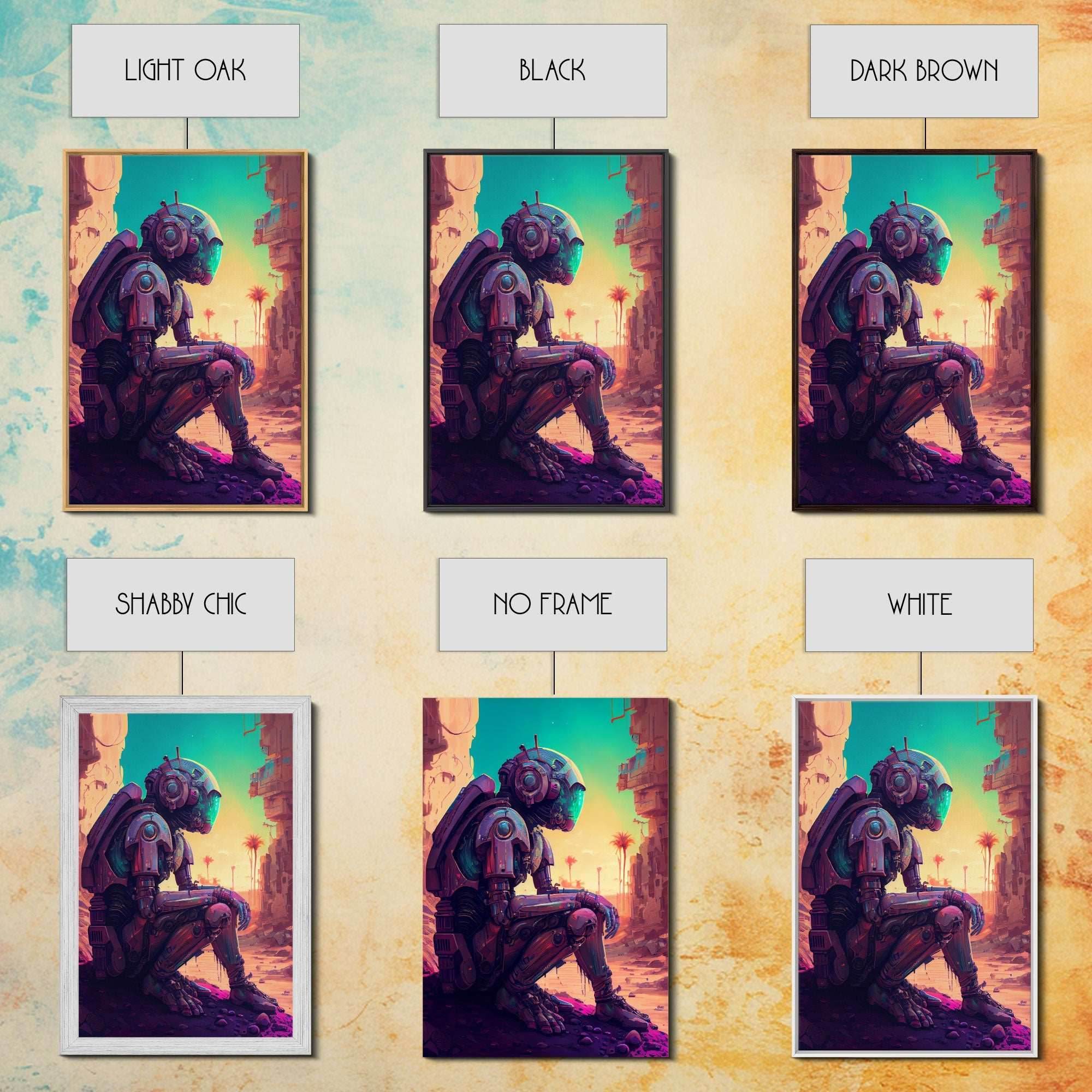 Android deep in thought, AI, fine art poster print - 8x12 Inches / Gallery Wrap Canvas - Ready To Hang