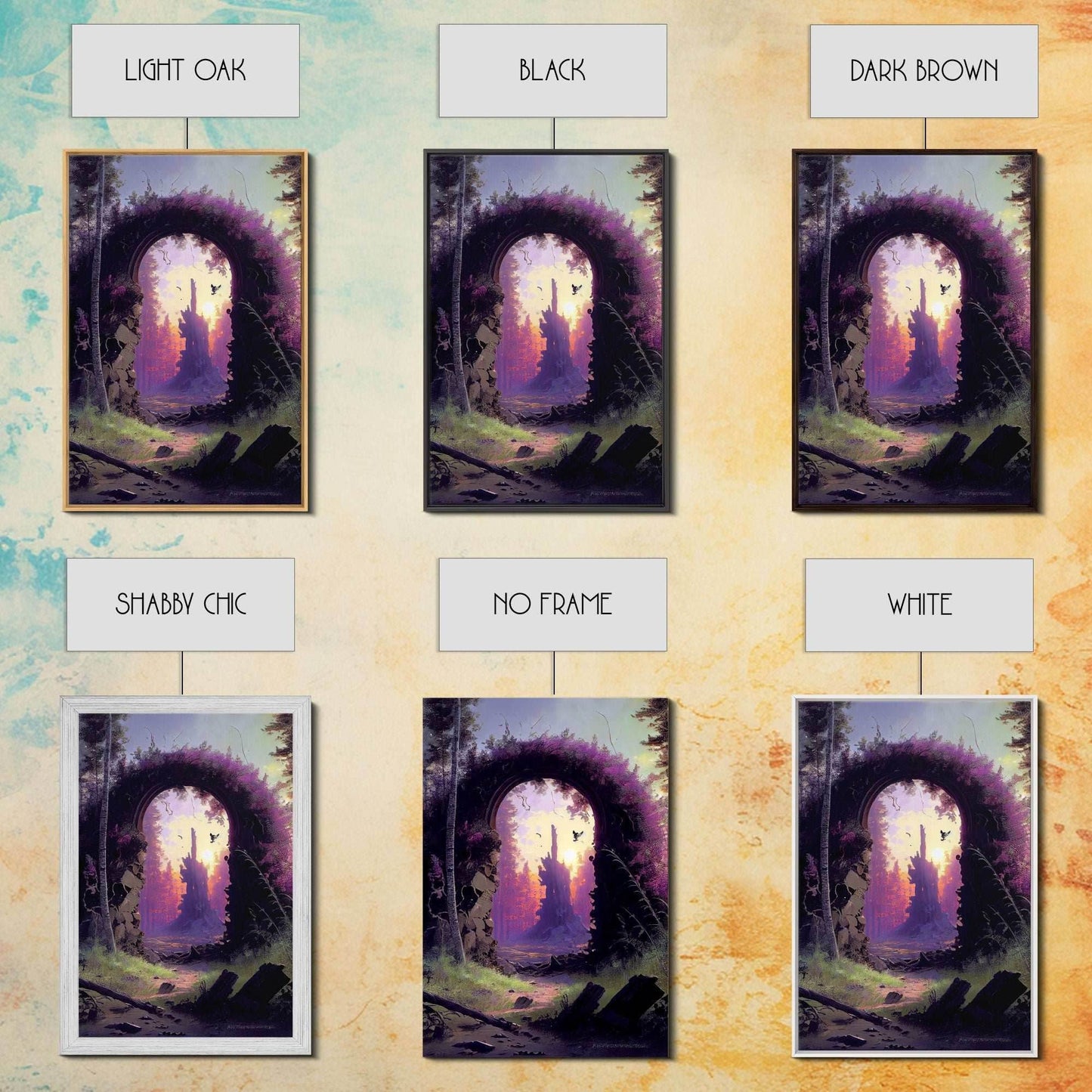 Gateway to another world, the purple realm, fine art poster print, fantasy decor - 8x12 Inches / Gallery Wrap Canvas - Ready To Hang
