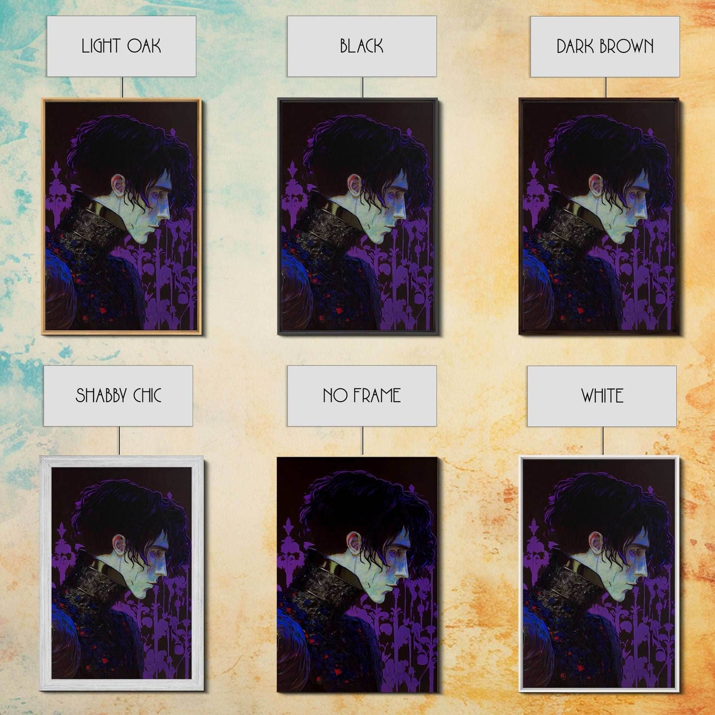 Portrait off the black knight, purple fantasy art, framed canvas print wall art - 8x12 Inches / Gallery Wrap Canvas - Ready To Hang