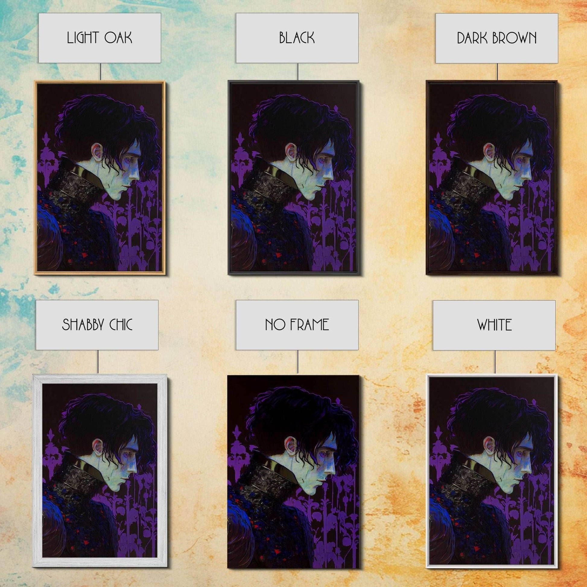 Portrait off the black knight, purple fantasy art, framed canvas print wall art - 8x12 Inches / Gallery Wrap Canvas - Ready To Hang