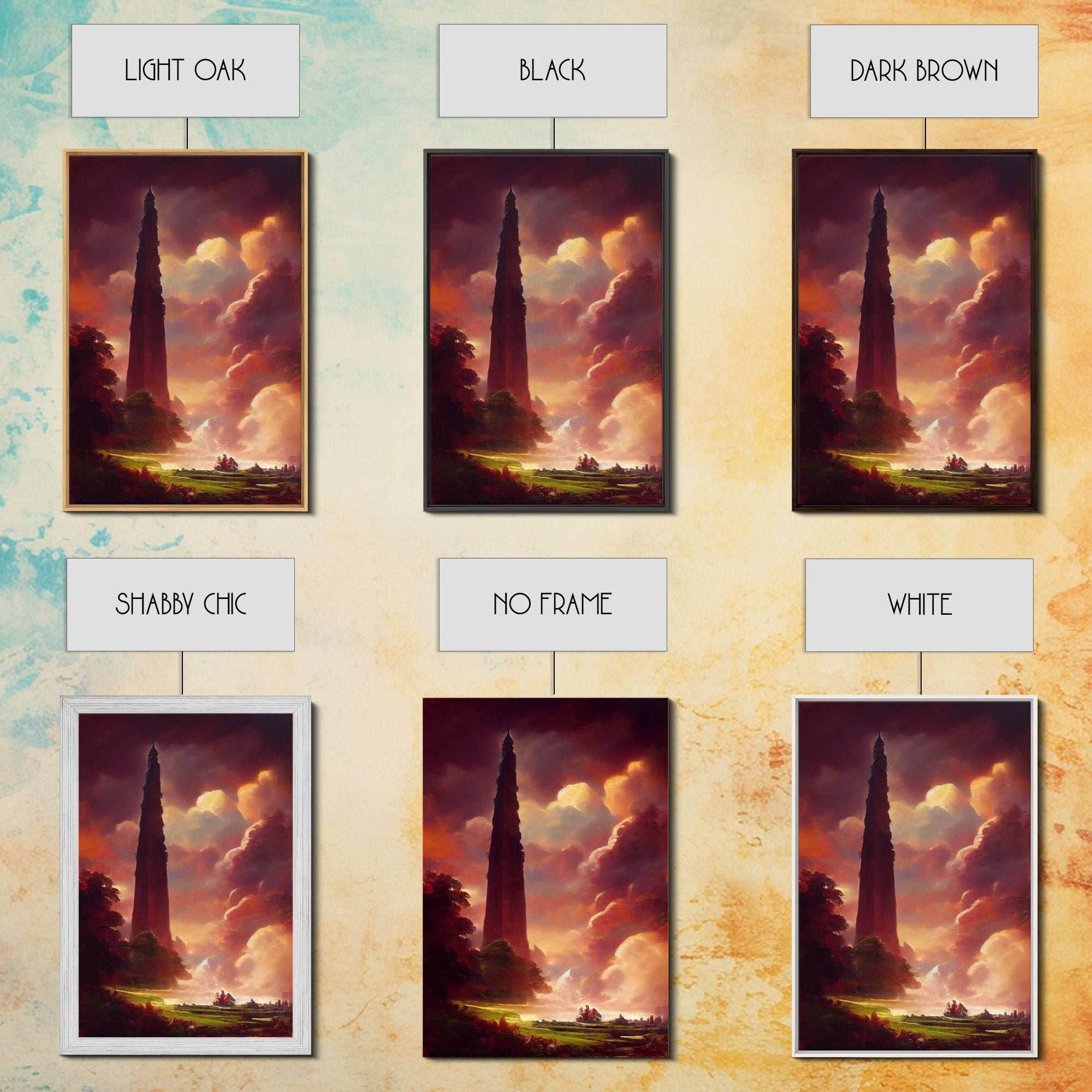 Dark Tower, High Fantasy Art Canvas Print, unique wall art, fantasy concept art - 8x12 Inches / Gallery Wrap Canvas - Ready To Hang
