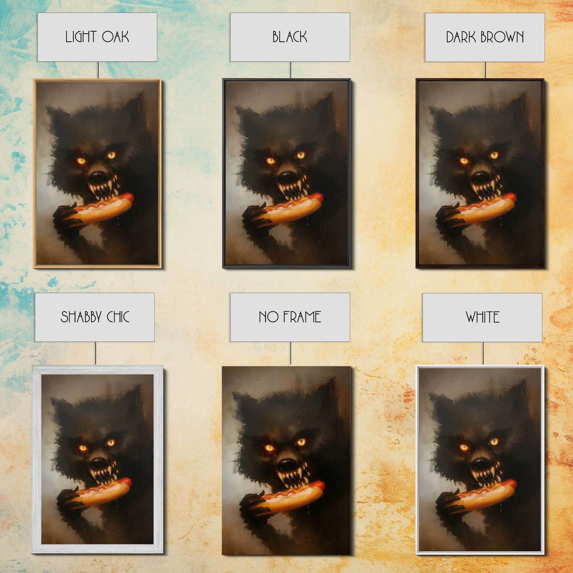 Halloween Werewolf Snarling, Framed Canvas Print, Wall Art, Home Decor, Spooky Art Monster Decor, Halloween Decor, Fantasy Art, Holiday Gift - 8x12 Inches / Gallery Wrap Canvas - Ready To Hang