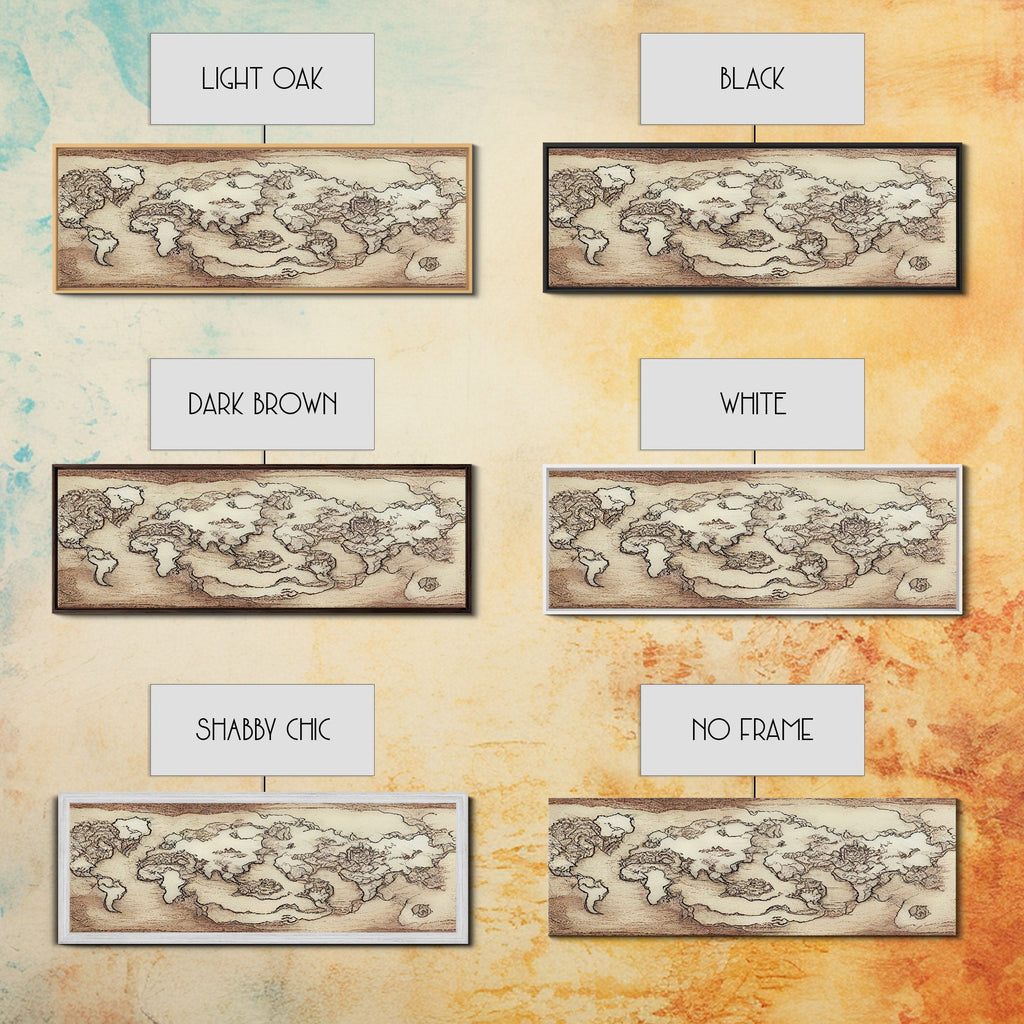 RPG World Map Concept Art, Ready To Hang Canvas Print, Panoramic Art, Extra Wide Wall Decor, Cool Mancave Art, D&D, DND