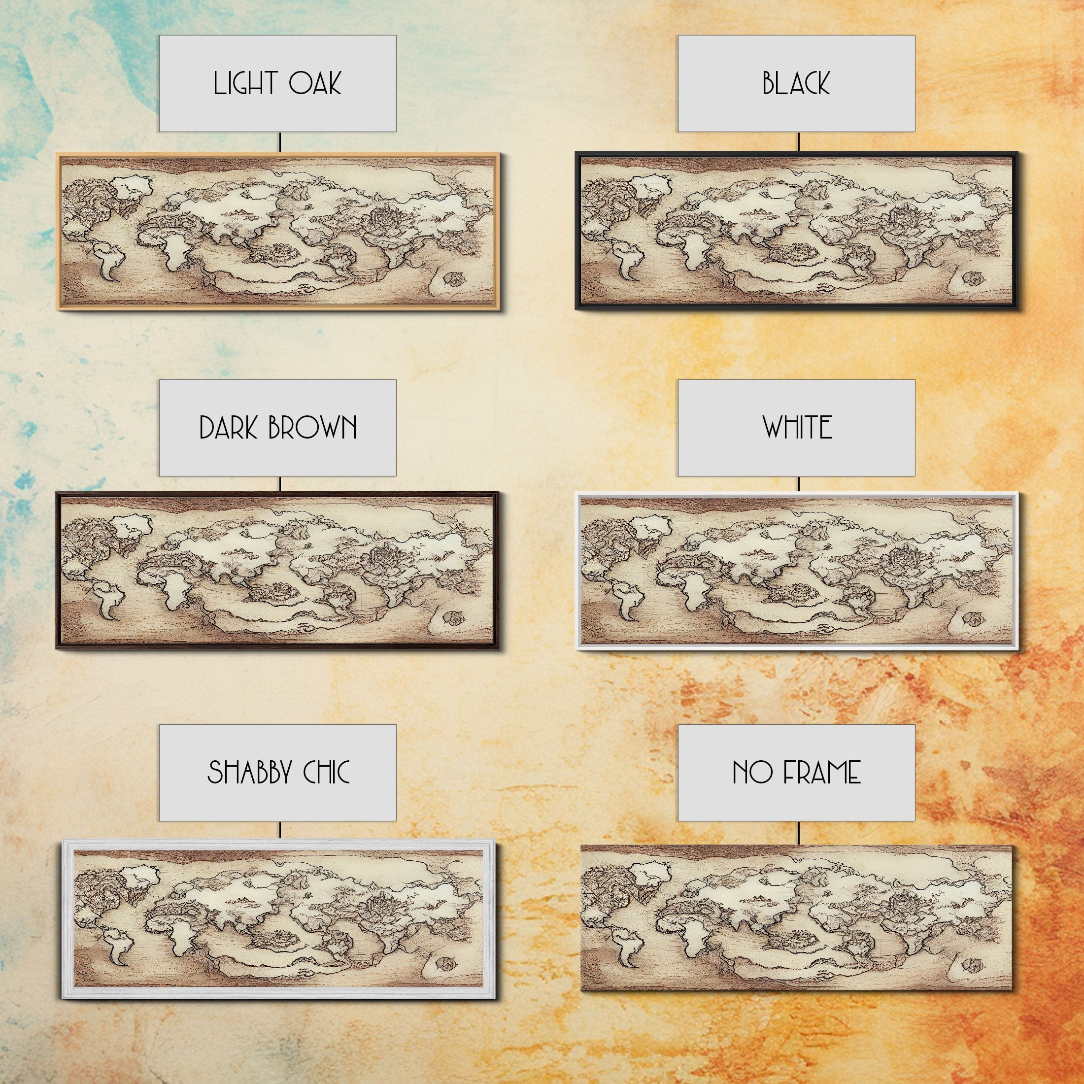 RPG World Map Concept Art, Ready To Hang Canvas Print, Panoramic Art, Extra Wide Wall Decor, Cool Mancave Art, D&D, DND