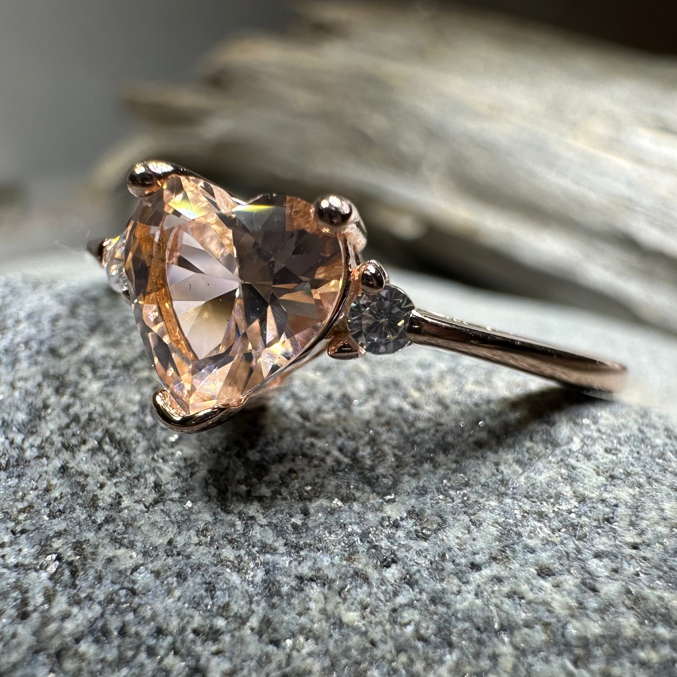 Pink Topaz Heart Ring