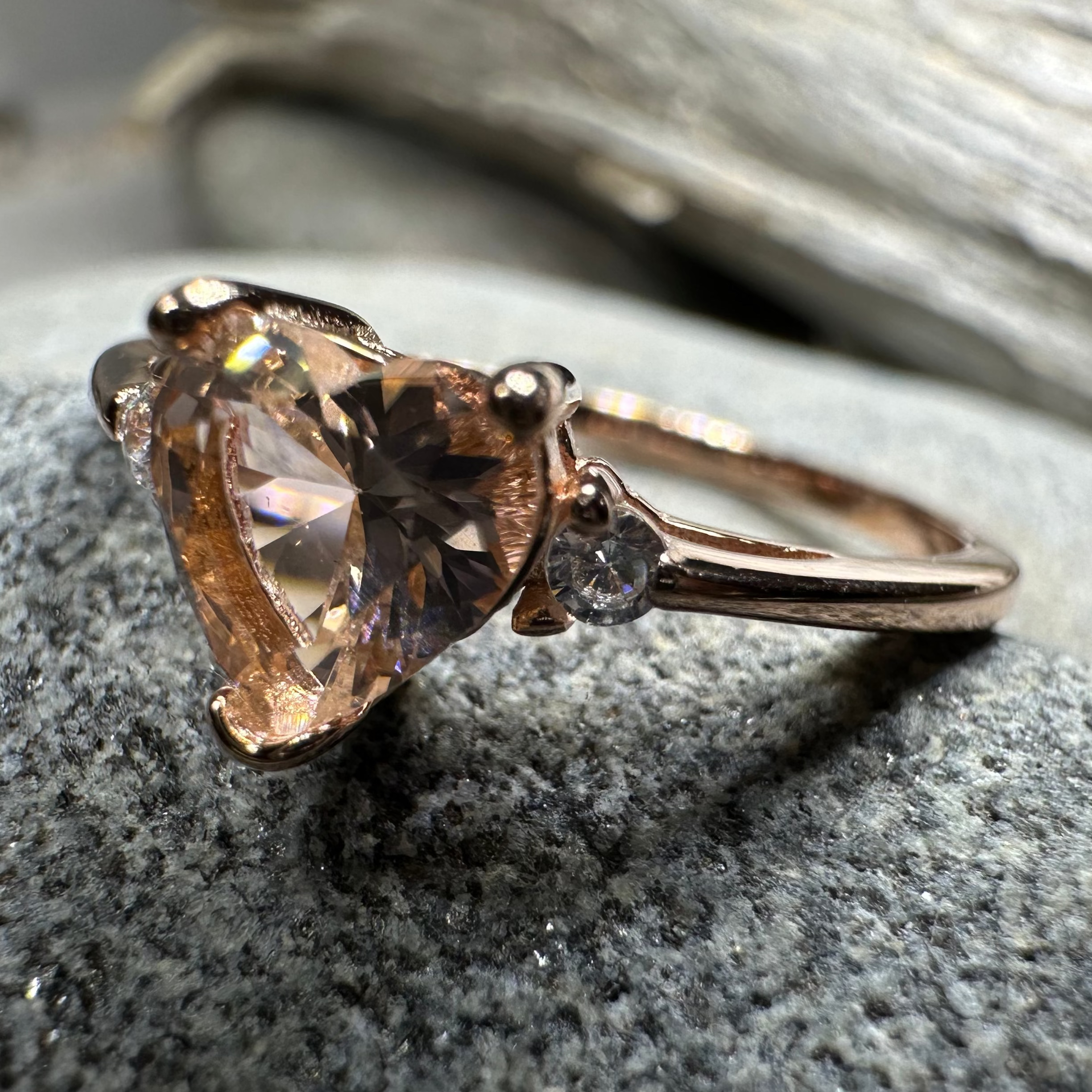 Pink Topaz Heart Ring