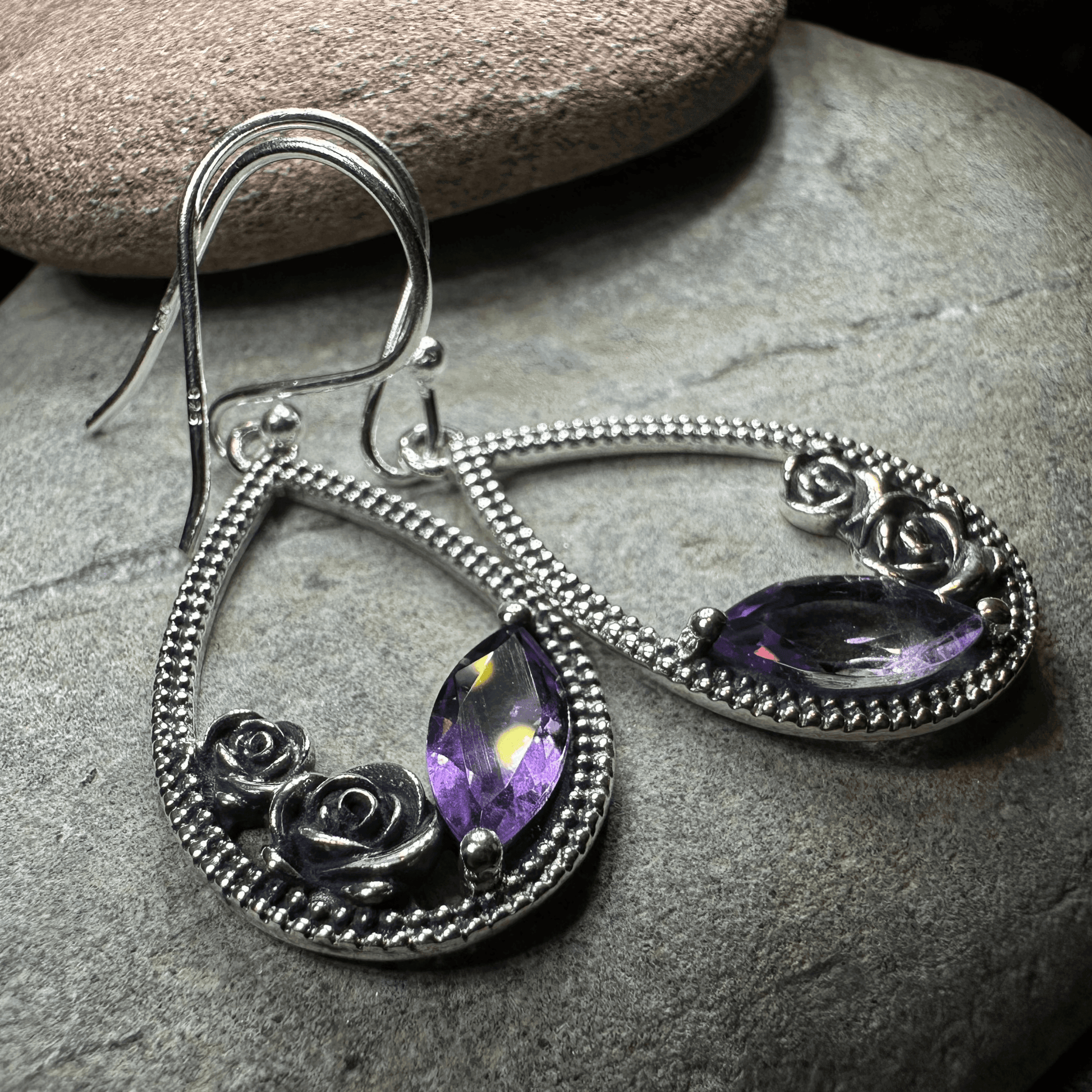 Sweet Irish Rose Earrings - Amethyst