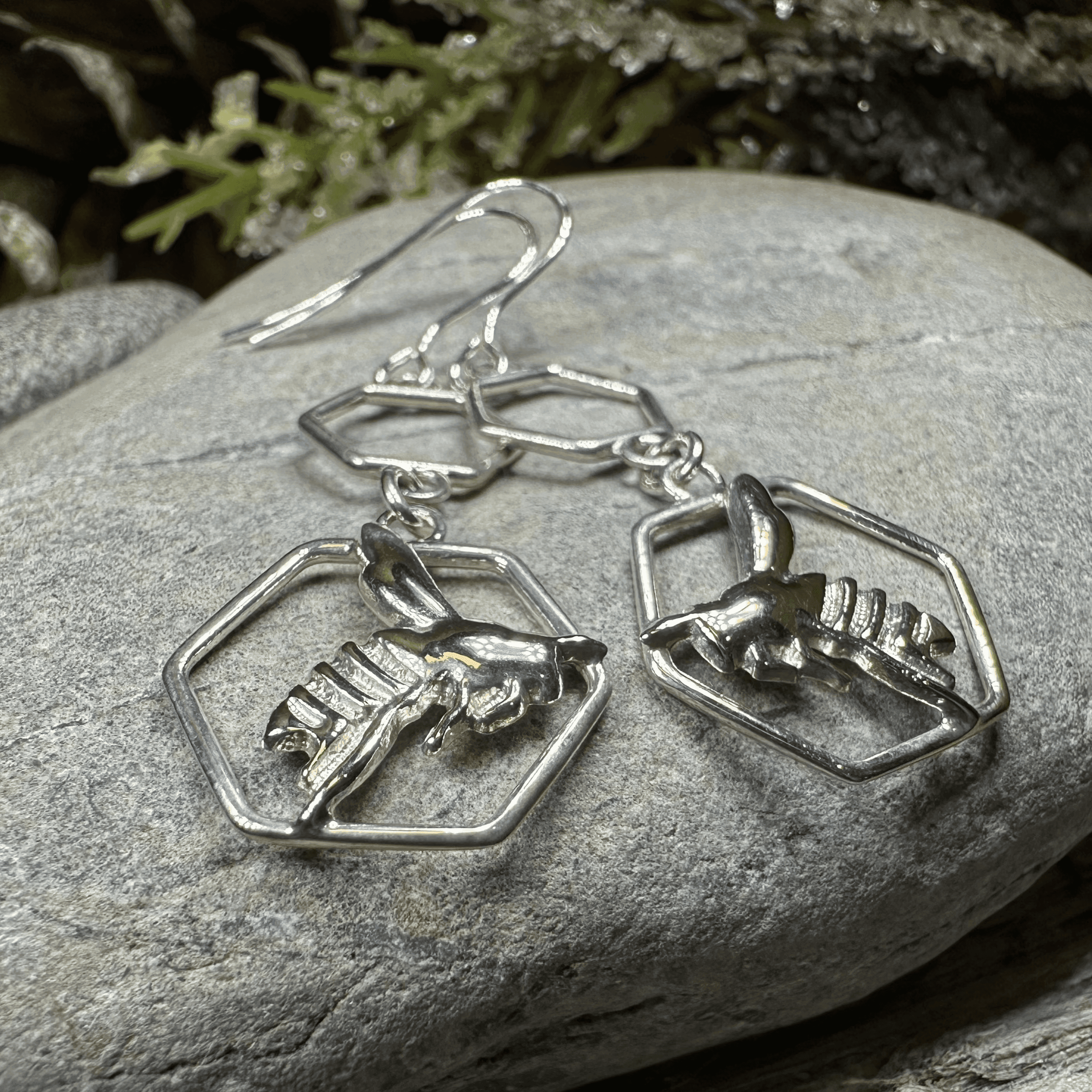 Honeycomb Bee Earrings - 