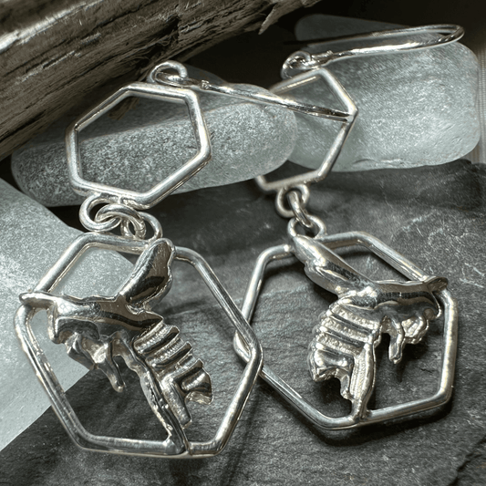 Honeycomb Bee Earrings - 