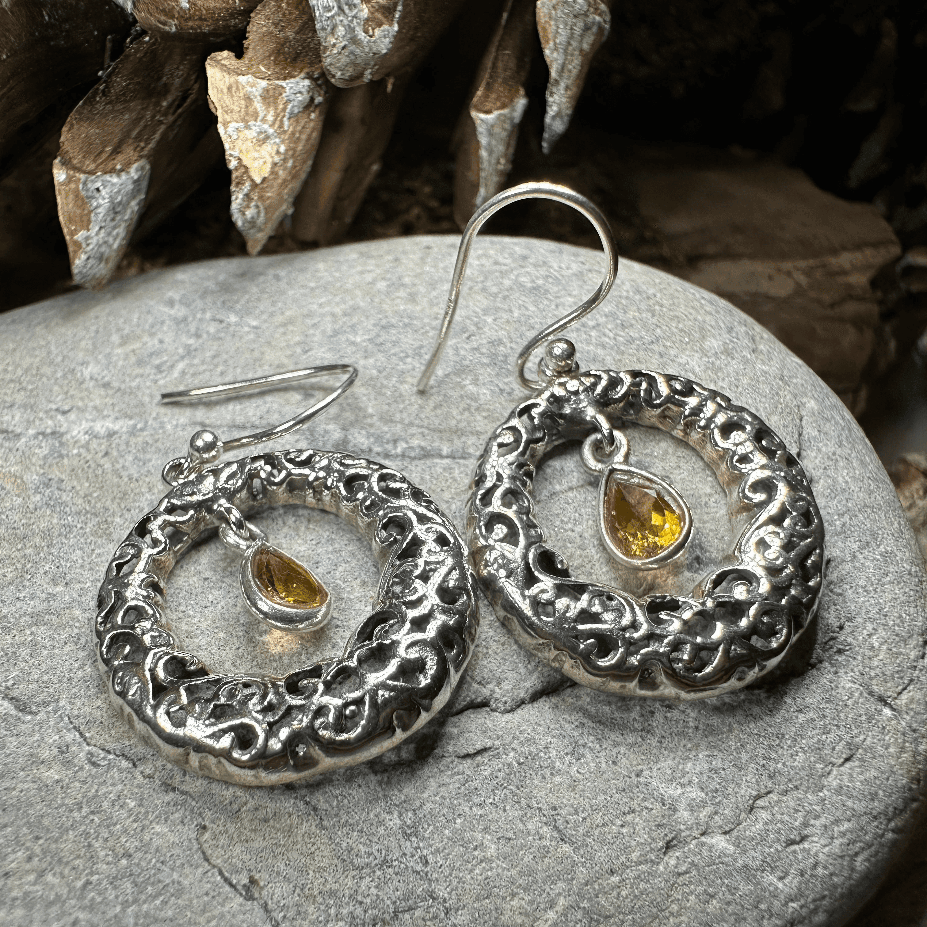 Celtic Spring Celtic Knot Earrings - Citrine