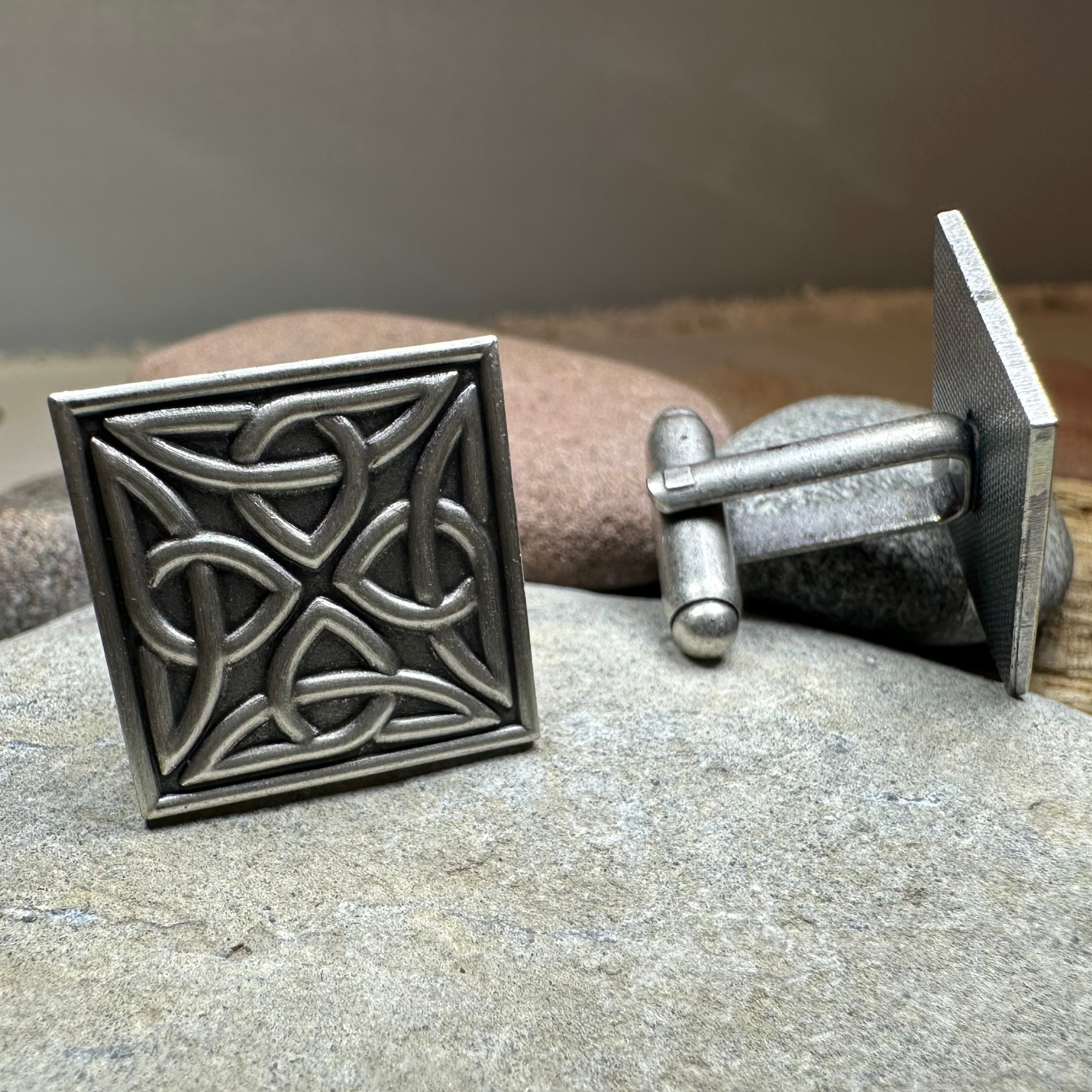 Square Trinity Knot Cuff Links