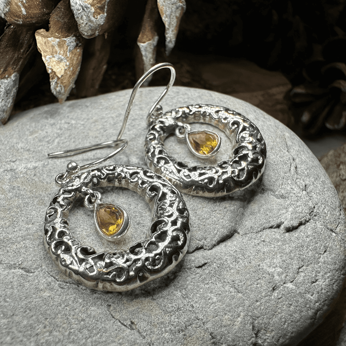 Celtic Spring Celtic Knot Earrings - Citrine