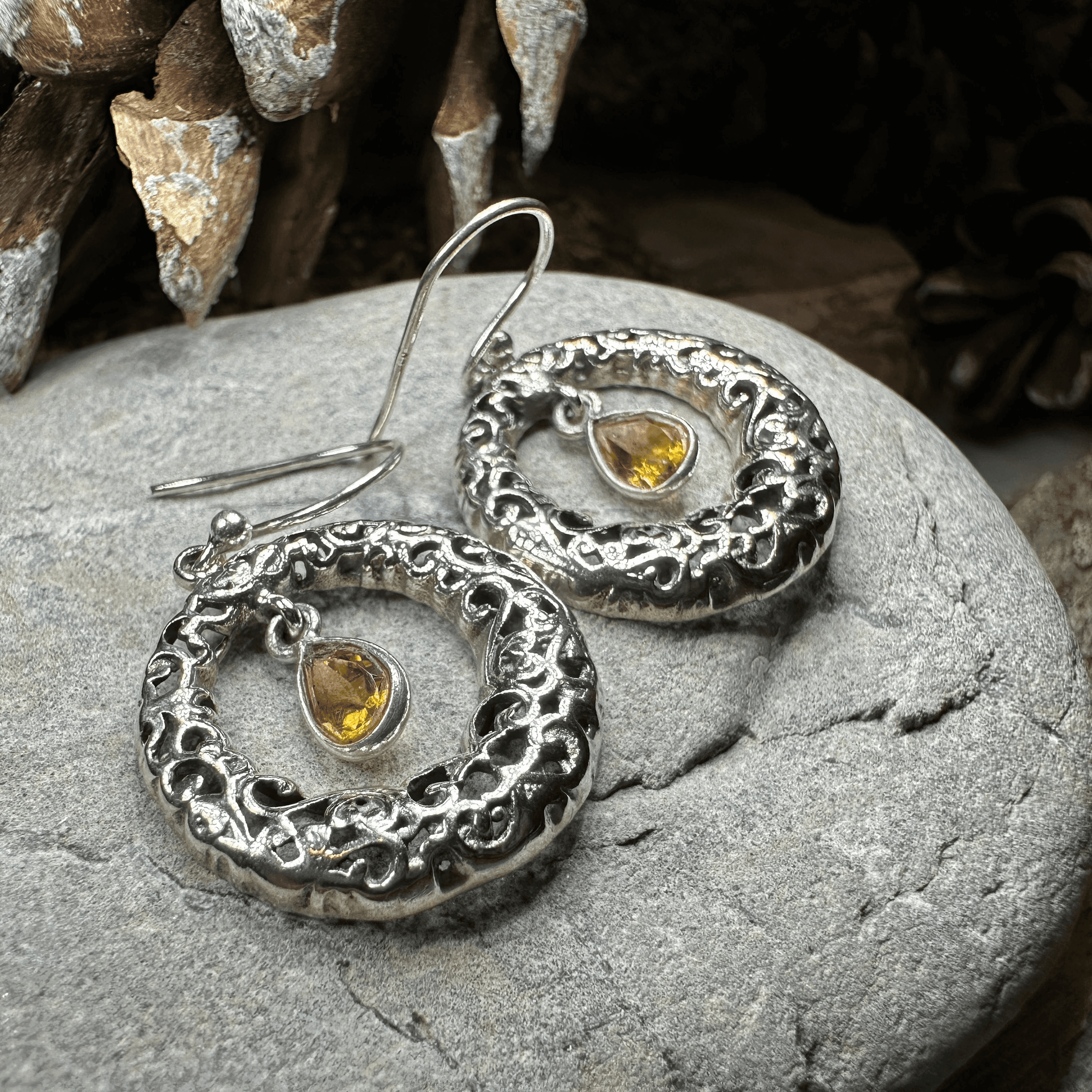 Celtic Spring Celtic Knot Earrings - Citrine