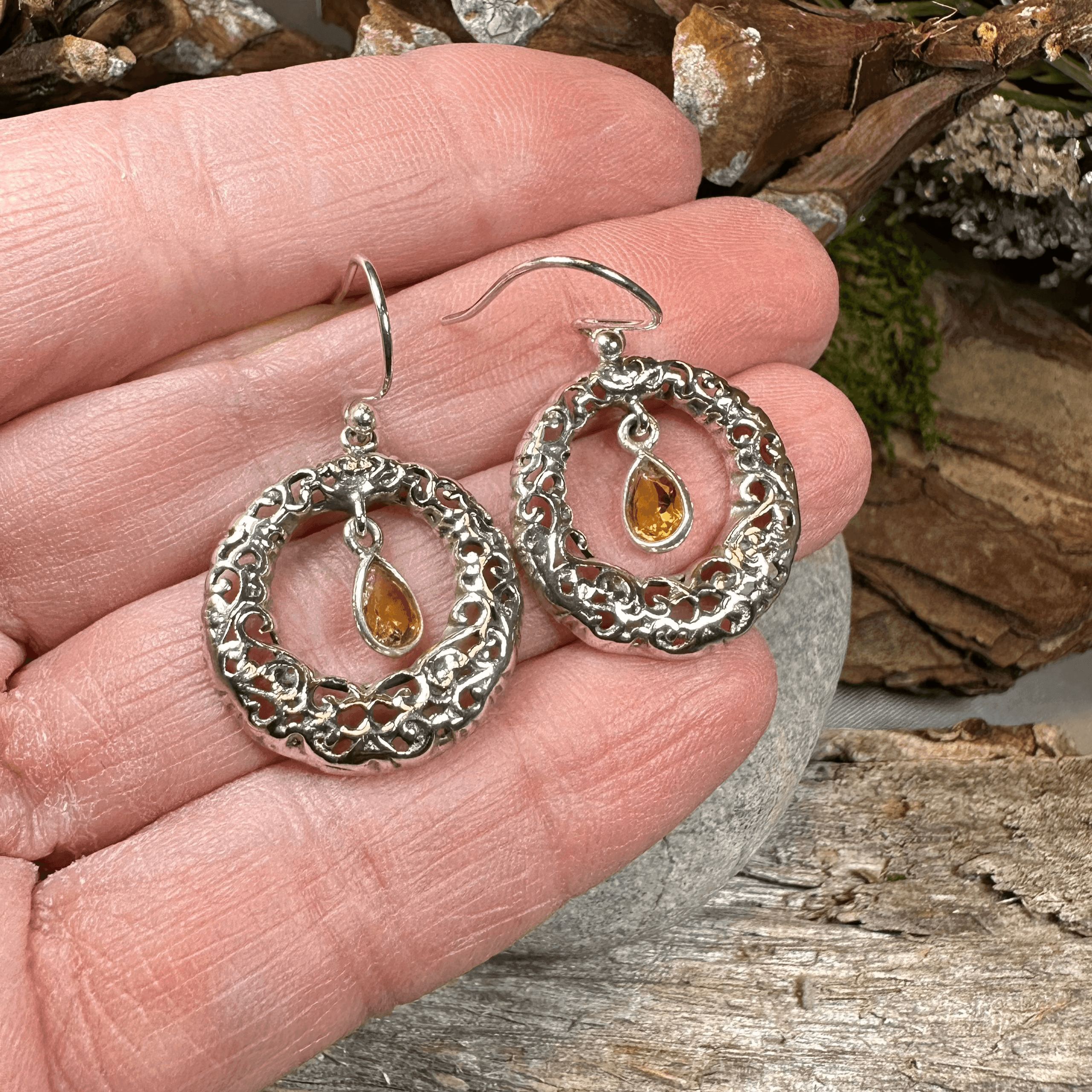 Celtic Spring Celtic Knot Earrings - Citrine