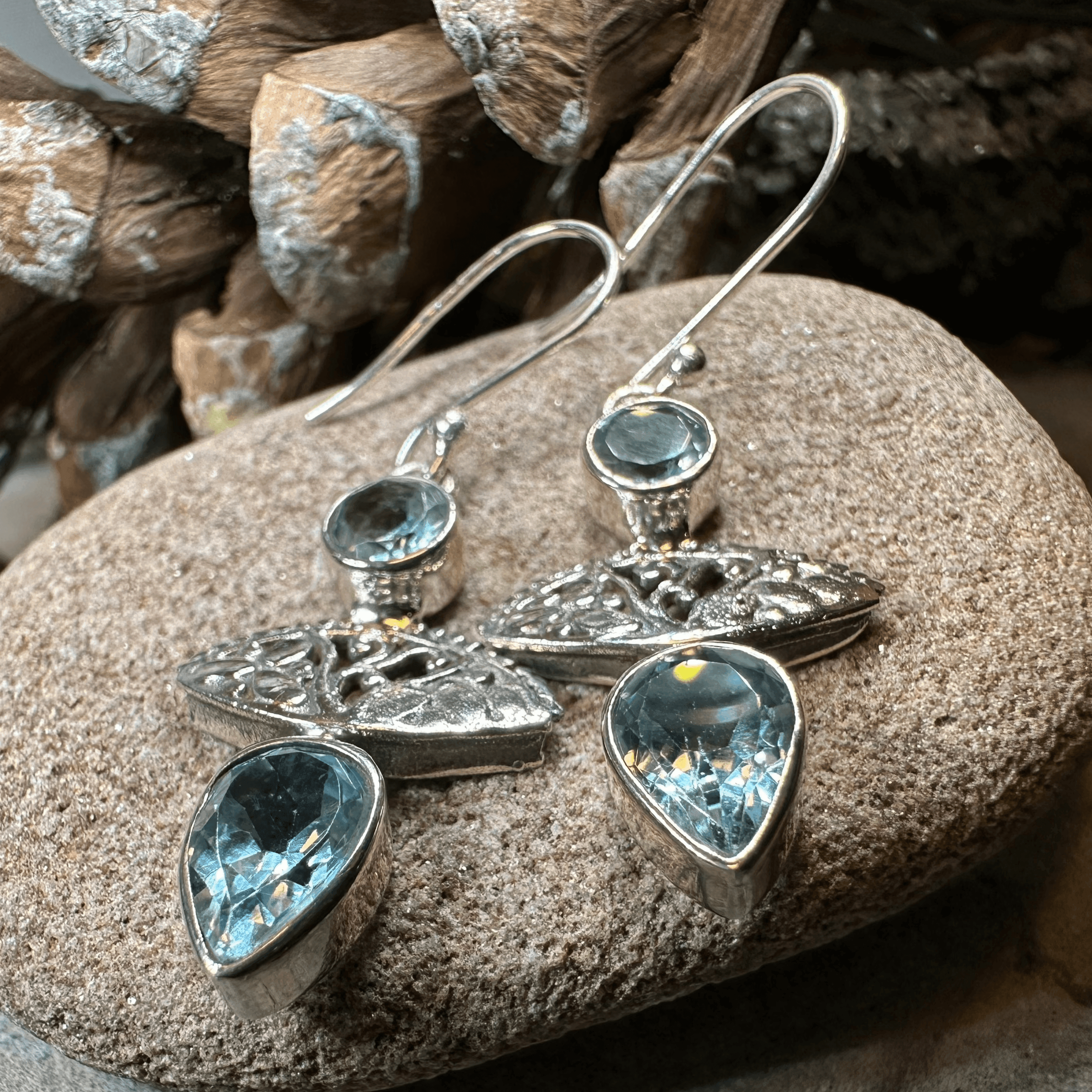 Celtic Morning Blue Topaz Earrings - 