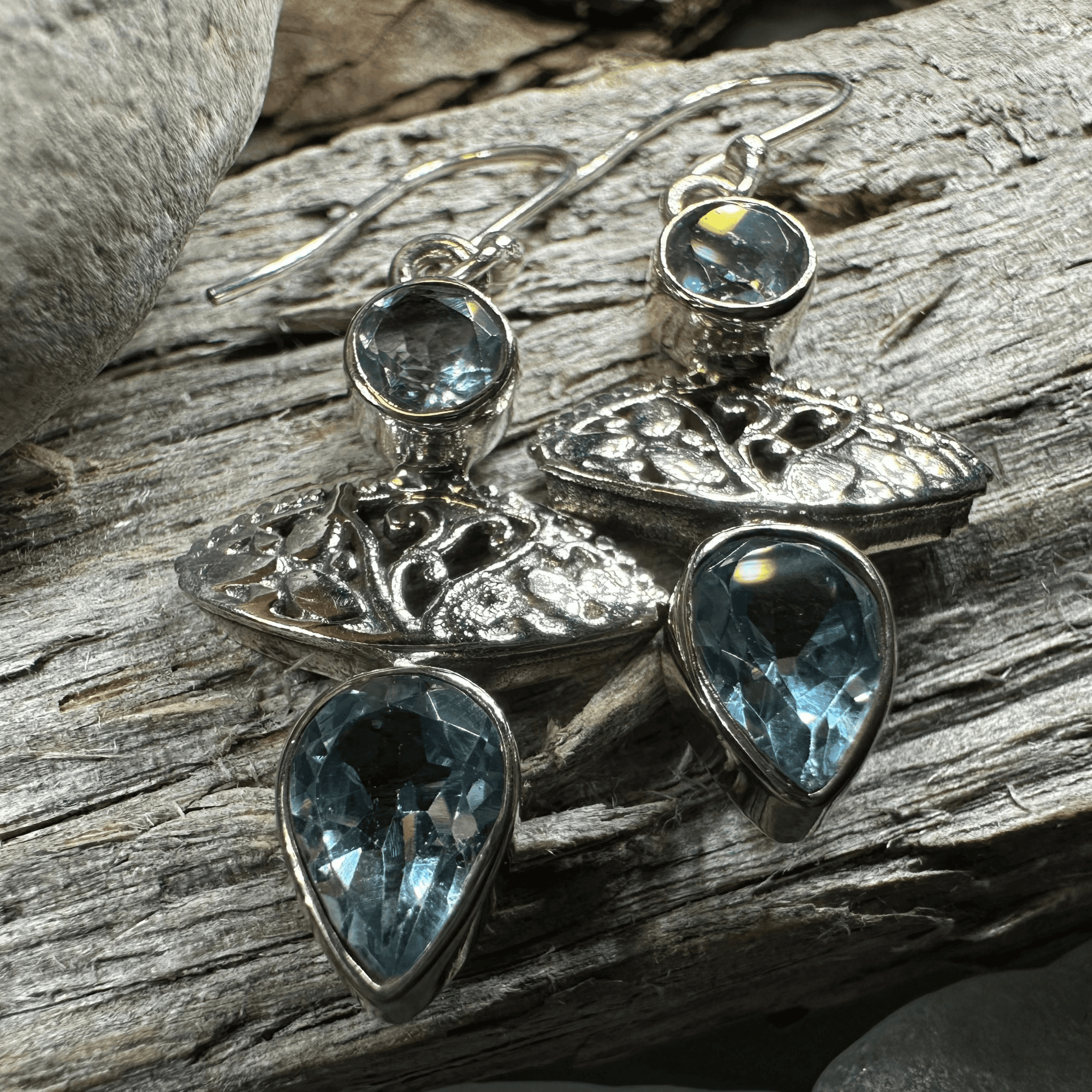 Celtic Morning Blue Topaz Earrings - 