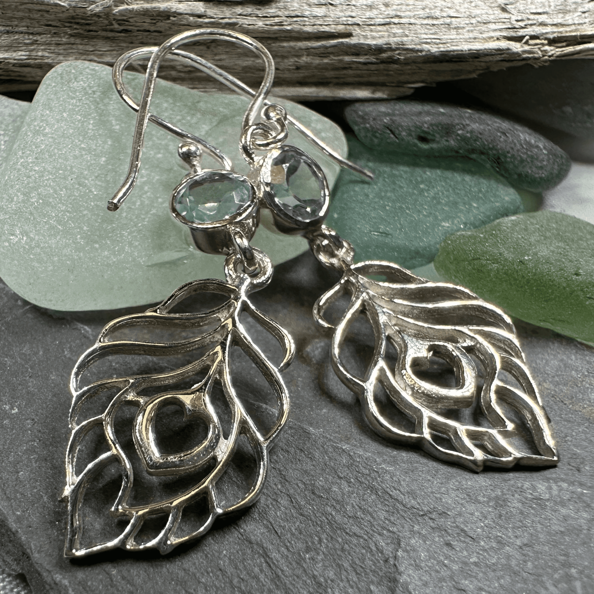Feather Love Earrings - Topaz
