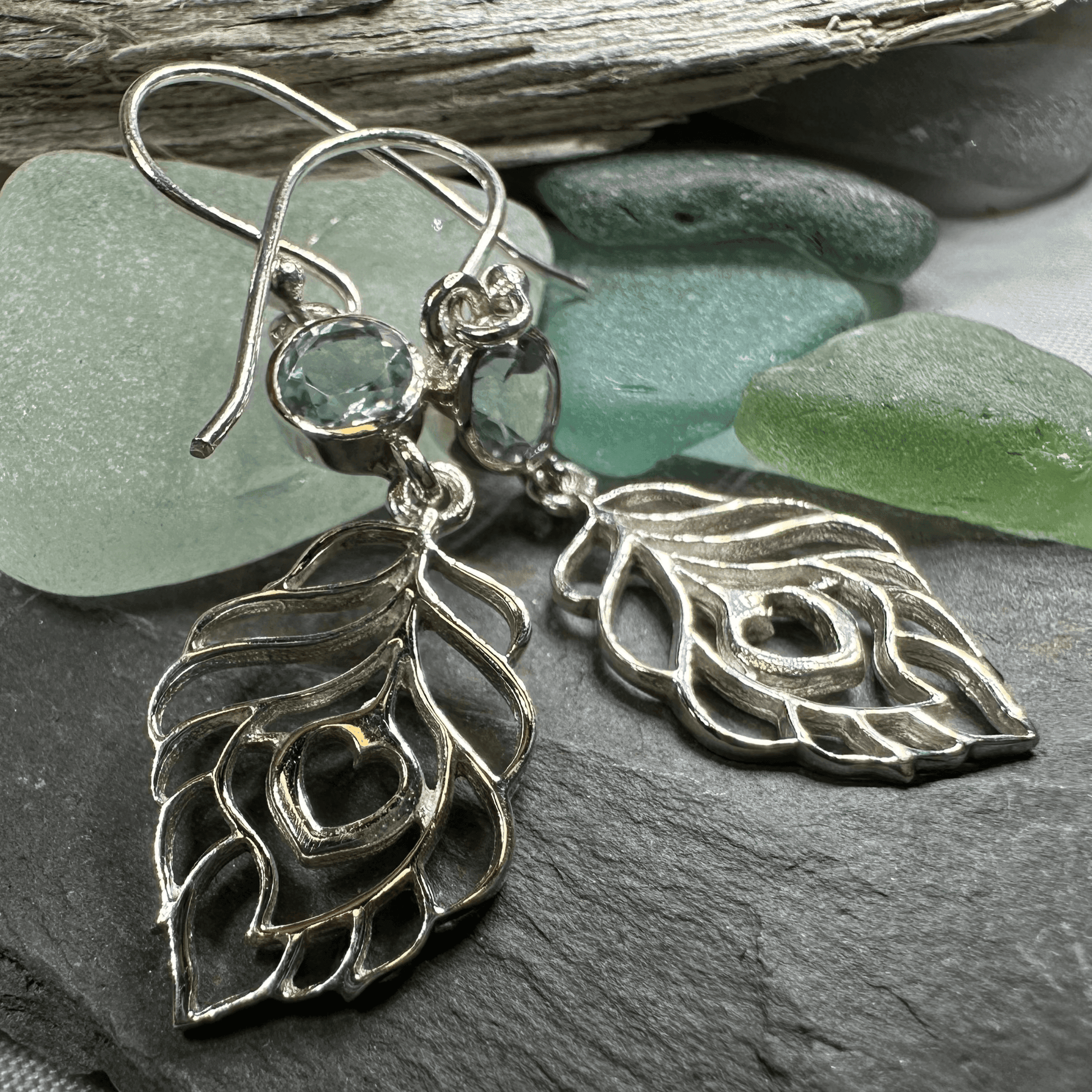 Feather Love Earrings - Peridot