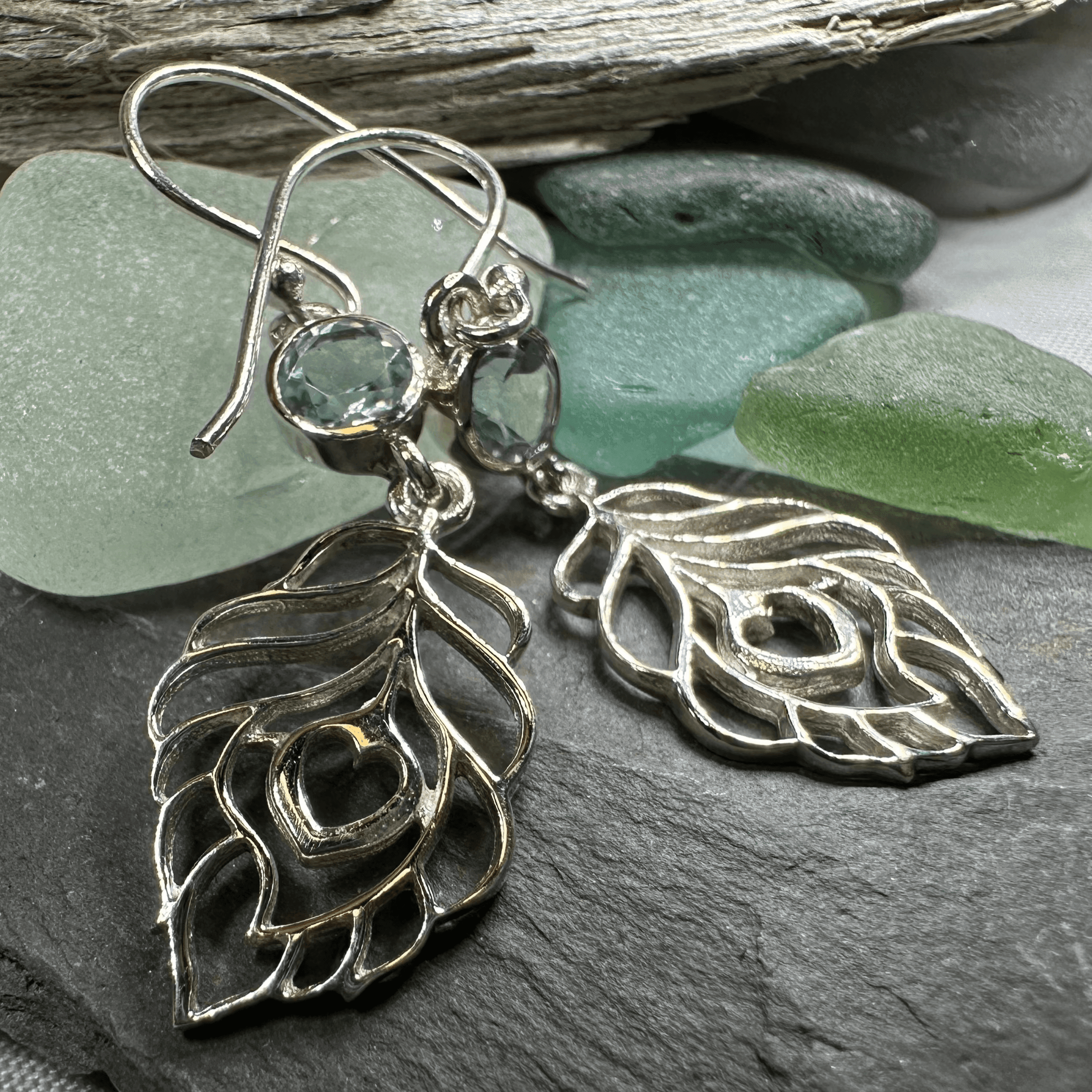 Feather Love Earrings - Peridot