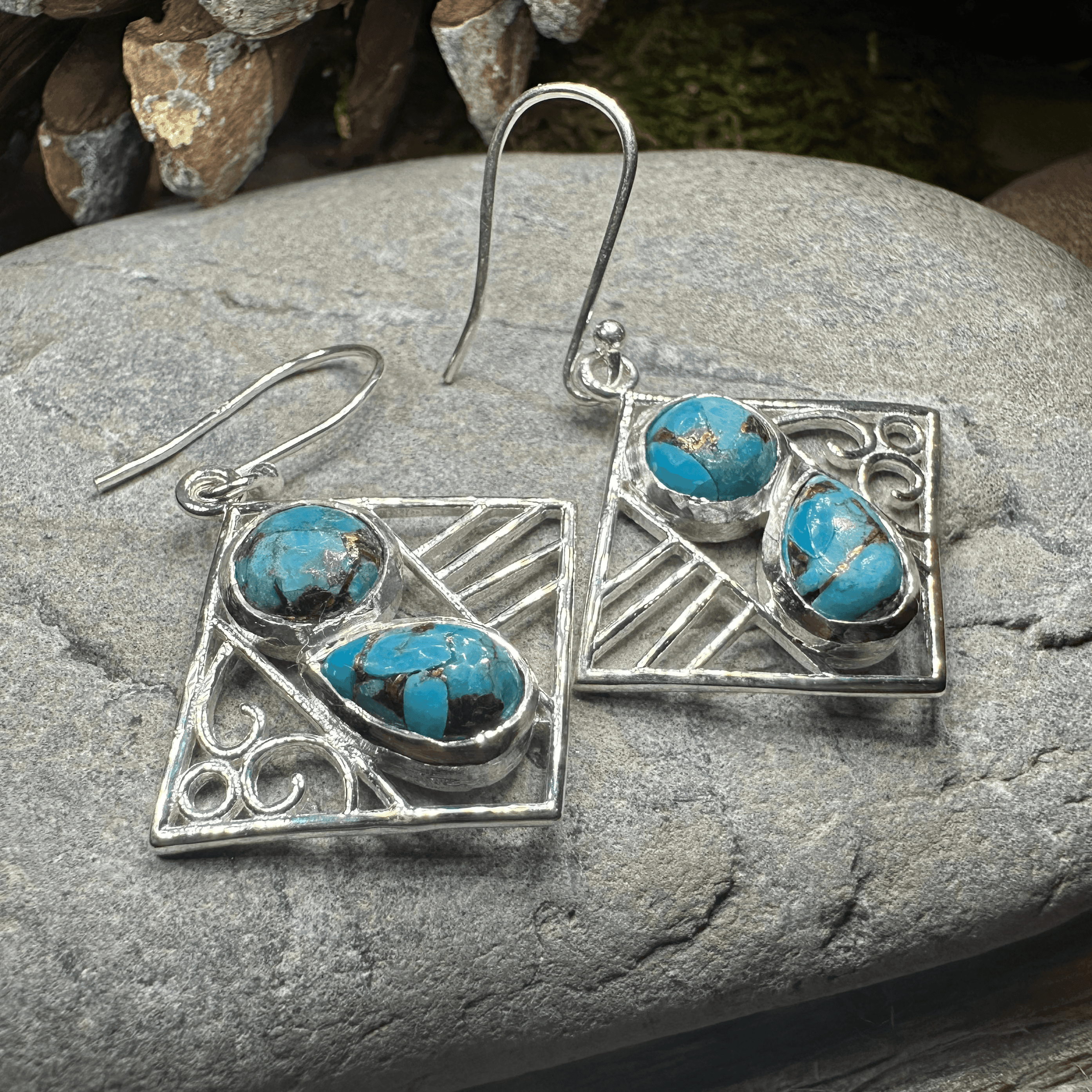 Mavis Celtic Earrings - Chalcedony/Turquoise