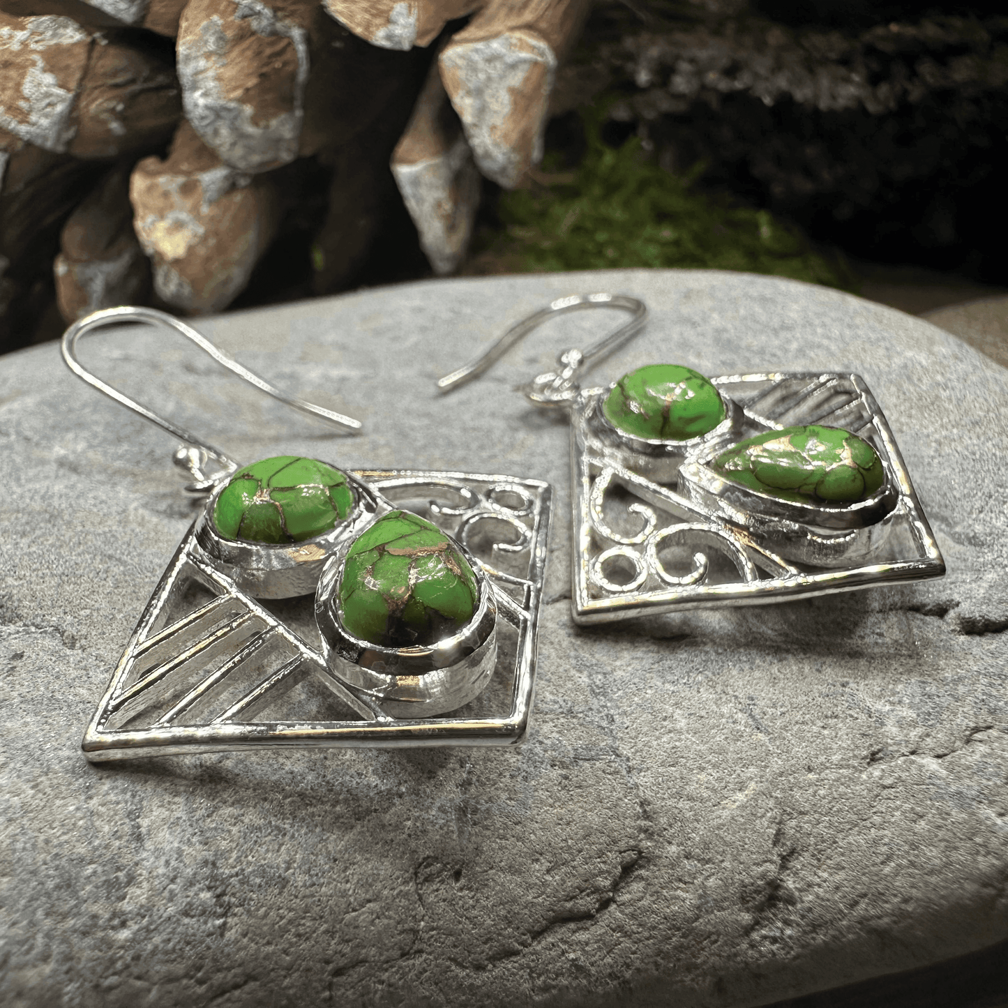 Mavis Celtic Earrings - Chalcedony/Turquoise
