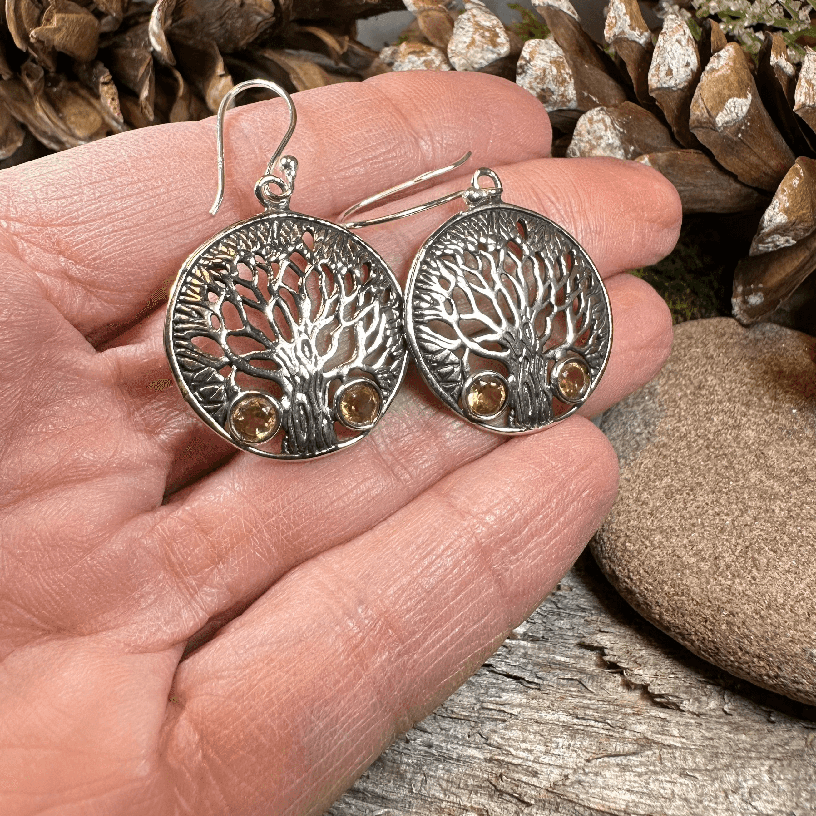 Eden Tree of Life Citrine Earrings - Citrine
