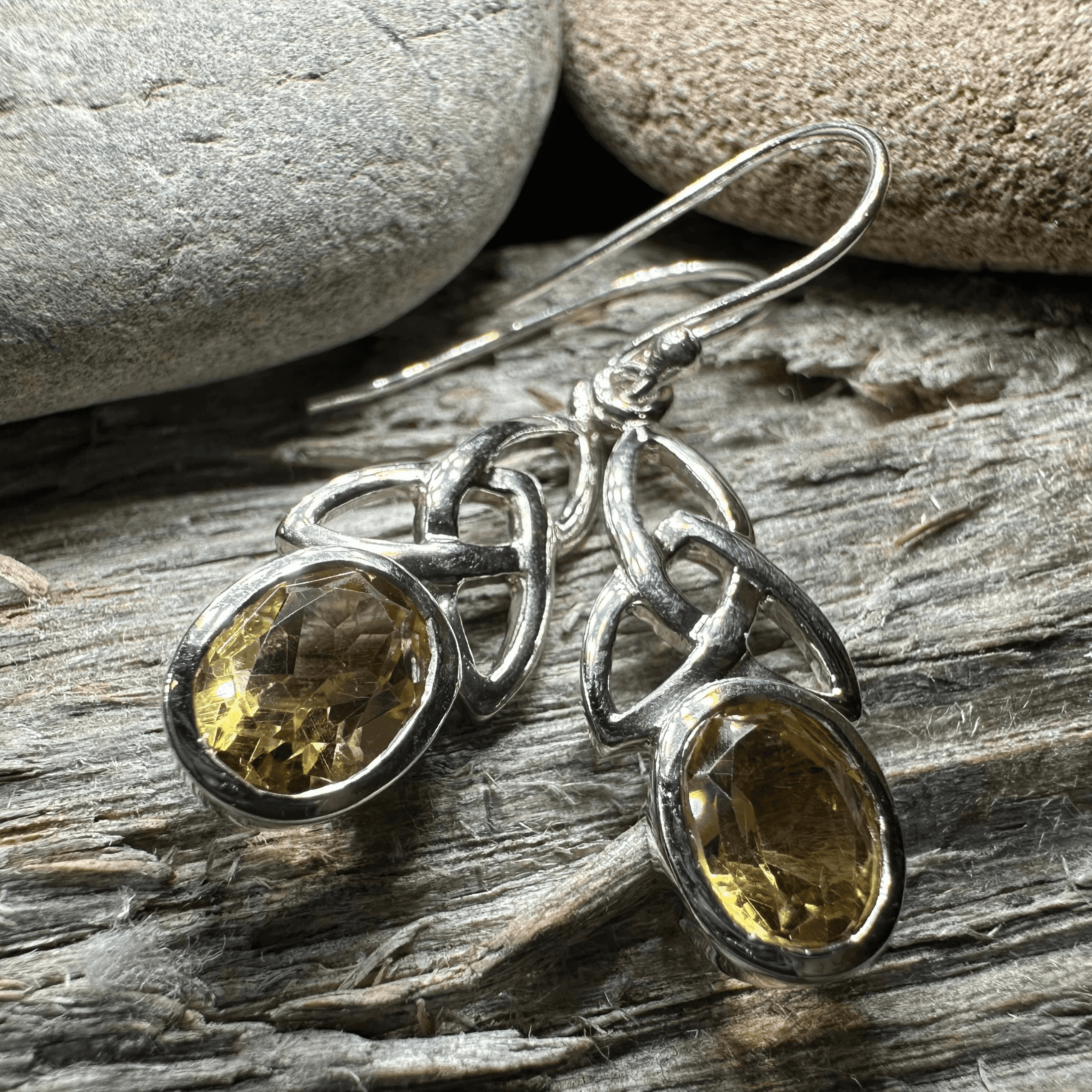 Hellena Trinity Knot Earrings - Citrine