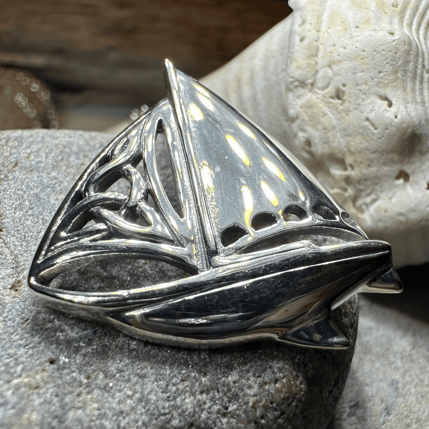 Celtic Sailboat Necklace - 18