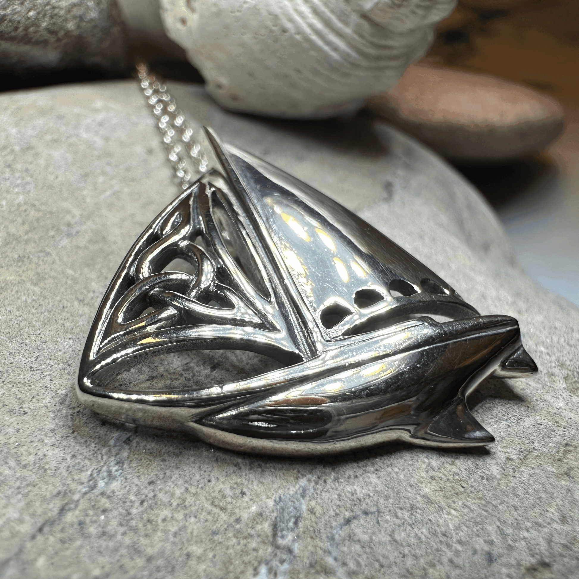 Celtic Sailboat Necklace - 18
